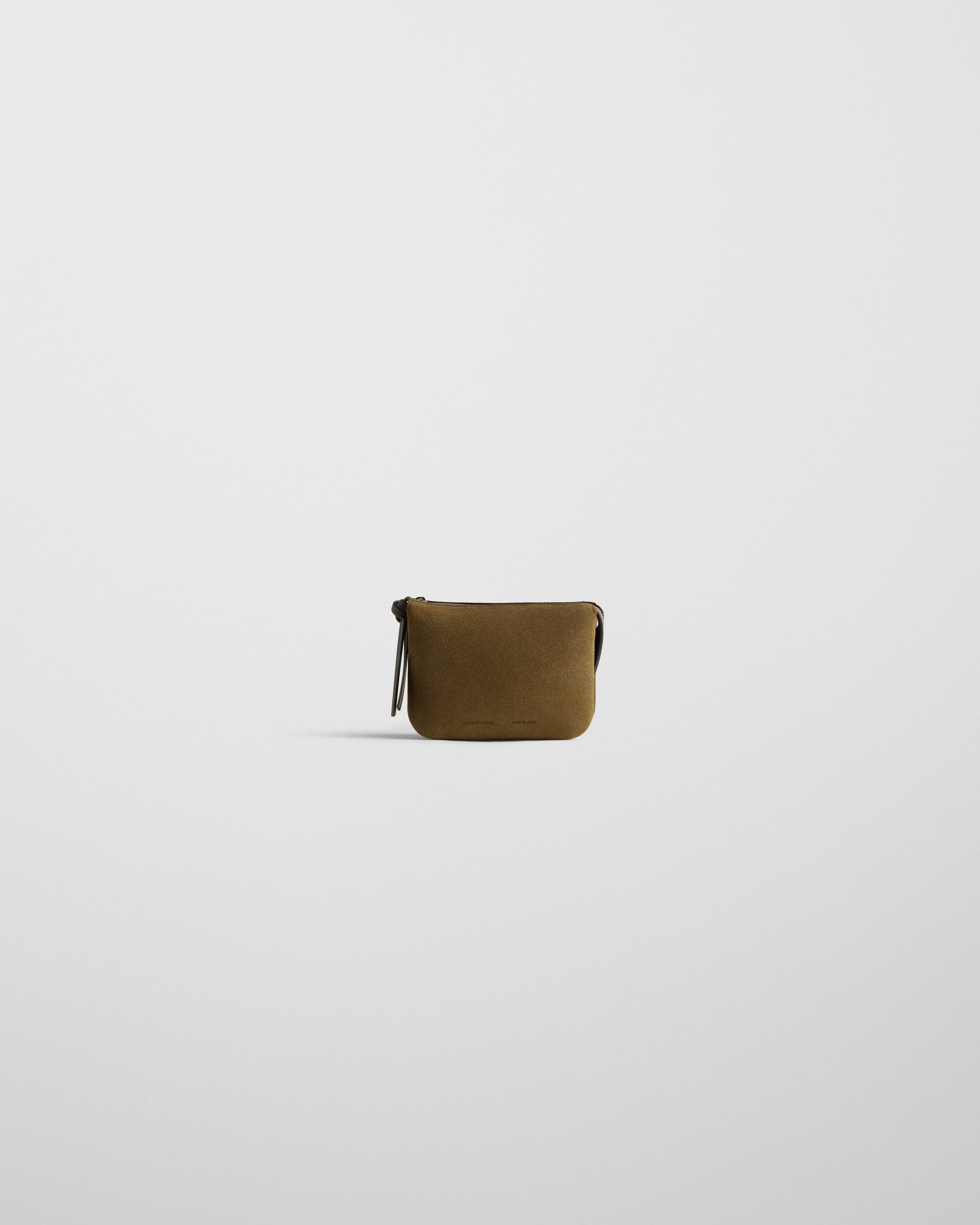 Front view of POCKET GIG in olive suede