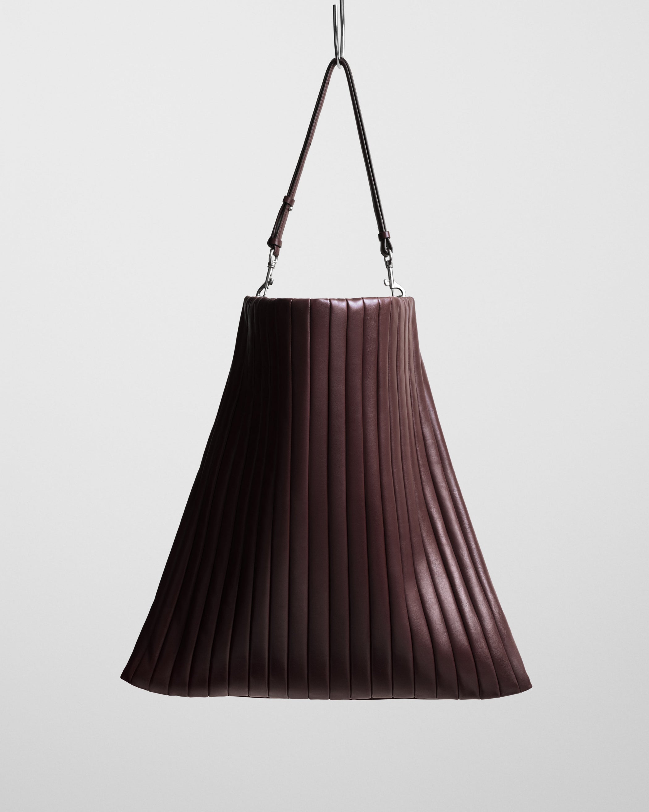 Front view of ACCORDION BAG in oxblood leather