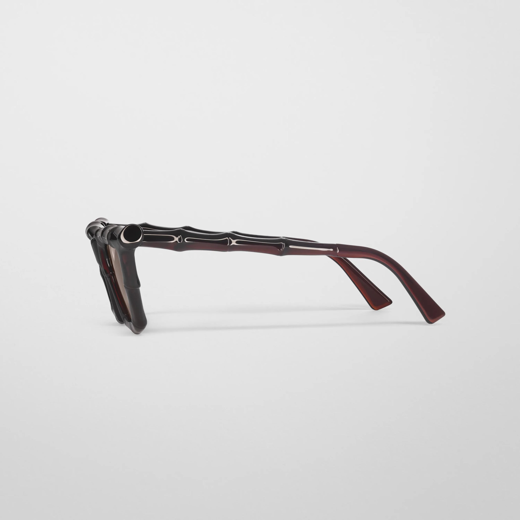 Side view of bamboo sunglasses in dark brown rilsan