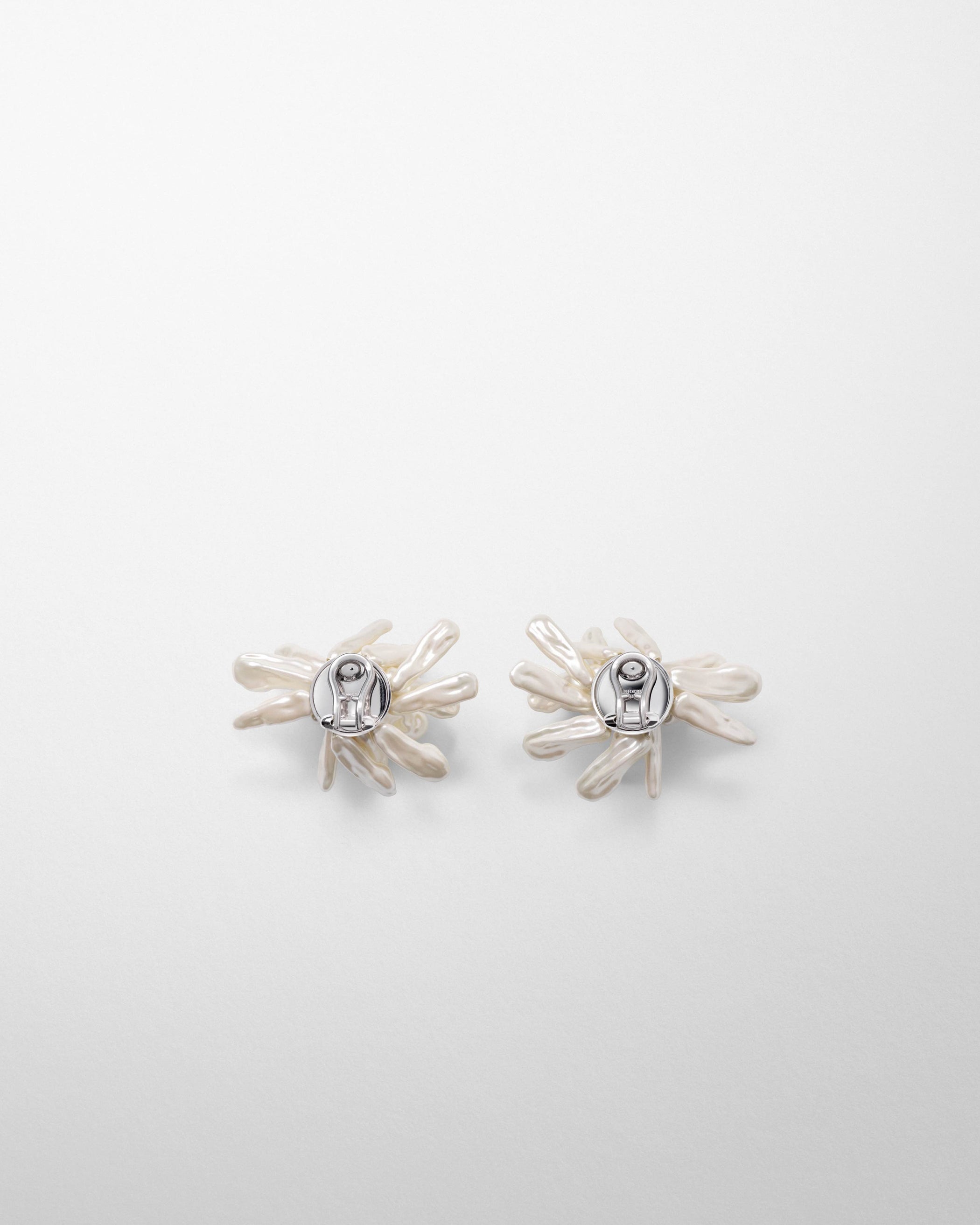 Back view of CLUSTER EARRINGS in silver cream resin