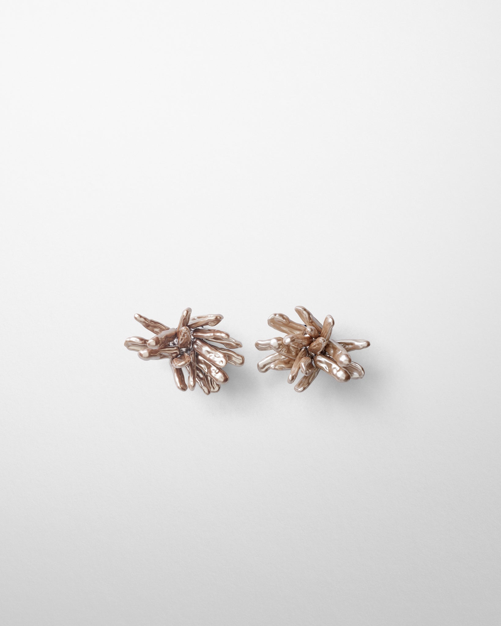 Front view of CLUSTER EARRINGS in mink ash resin