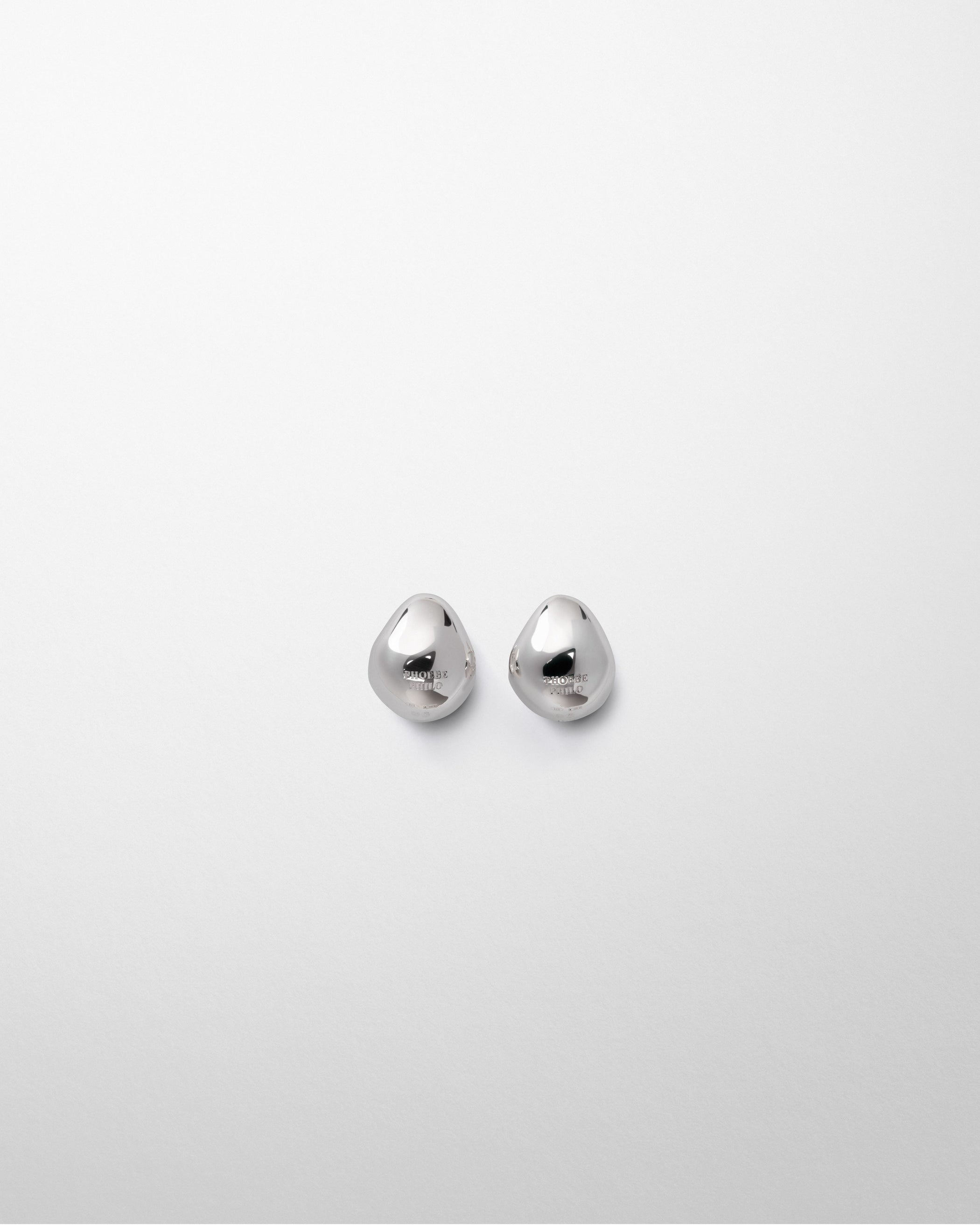 Flat back view of PEBBLE STUD EARRINGS in sterling silver