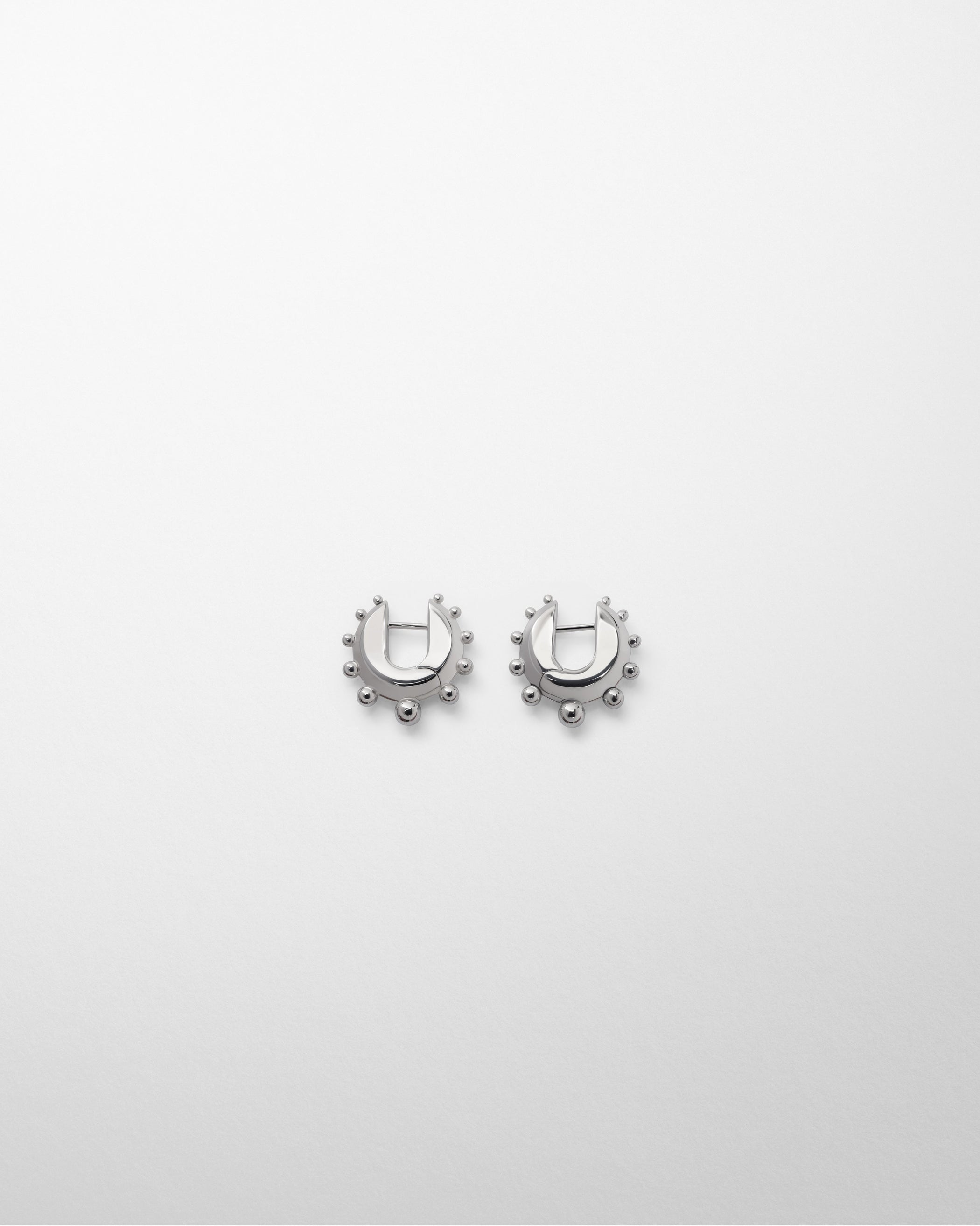 Flat view of BEADED HOOP EARRINGS SMALL in sterling silver