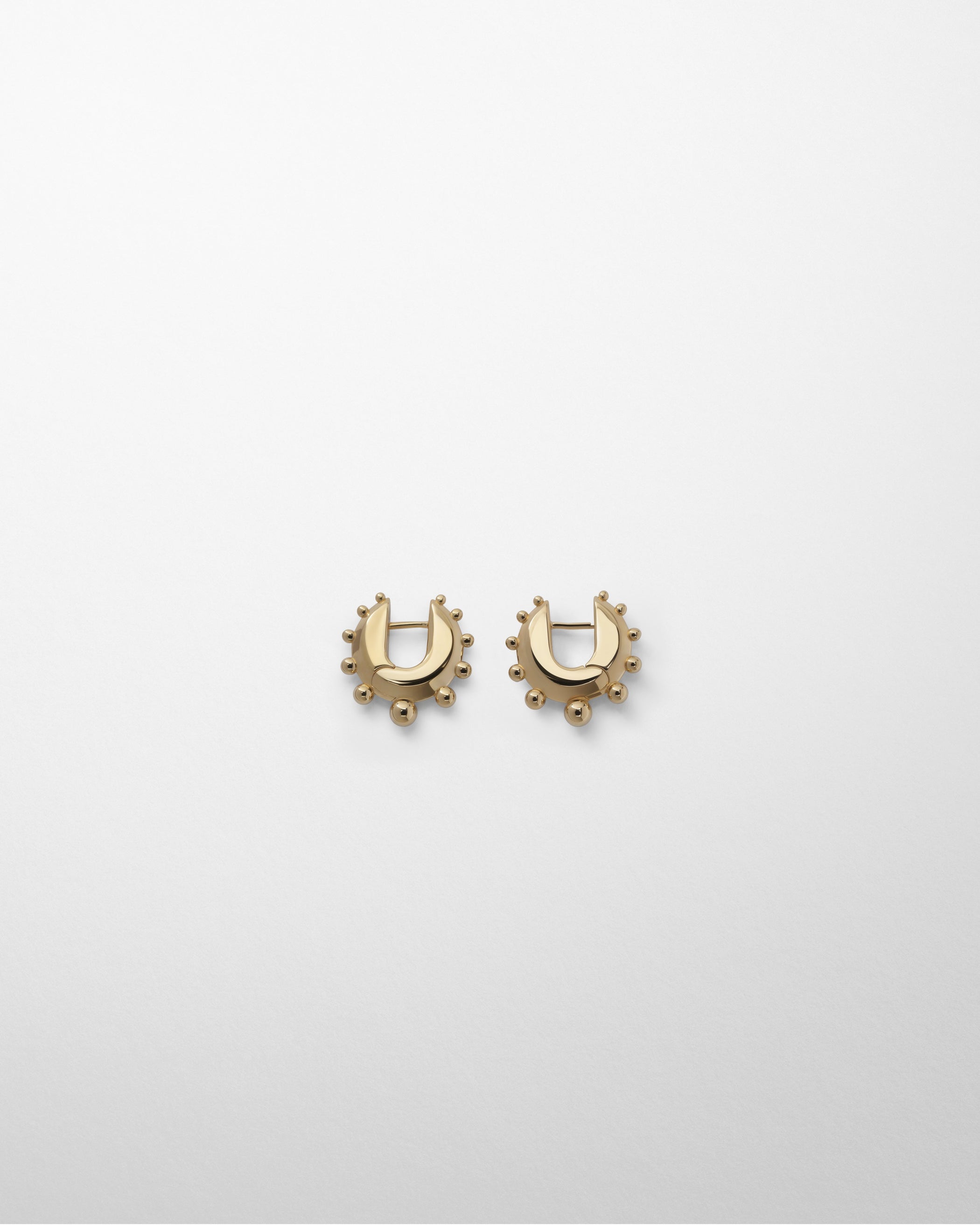 Flat view of BEADED HOOP EARRINGS SMALL in gold plated sterling silver