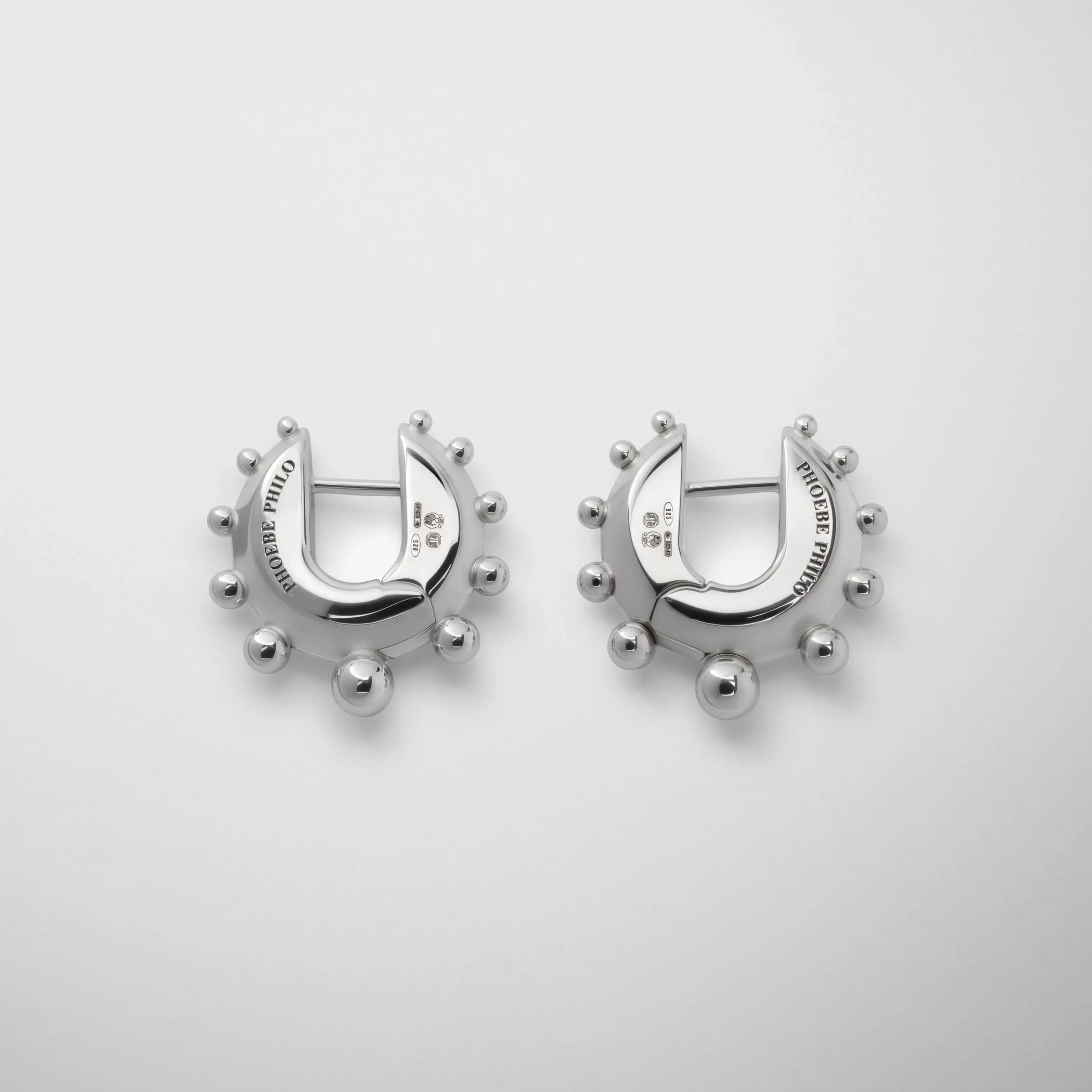 Flat back view of beaded hoop earrings small in sterling silver