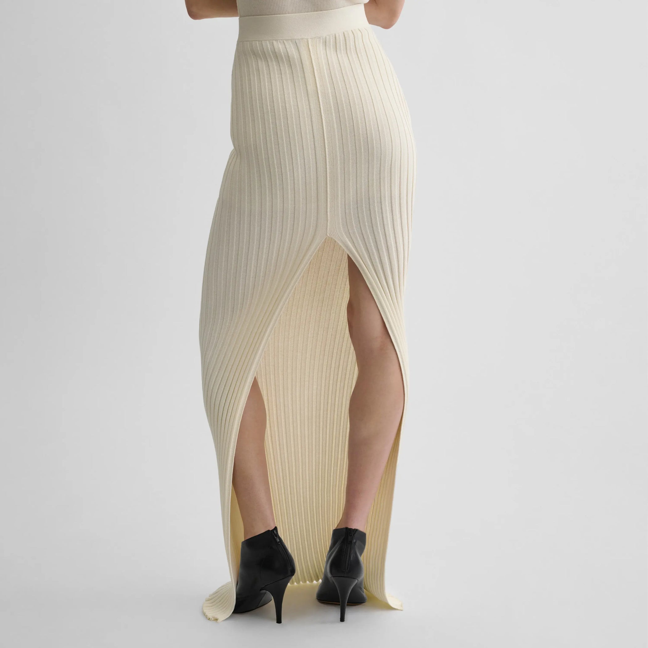 RIB SKIRT | cream cotton viscose