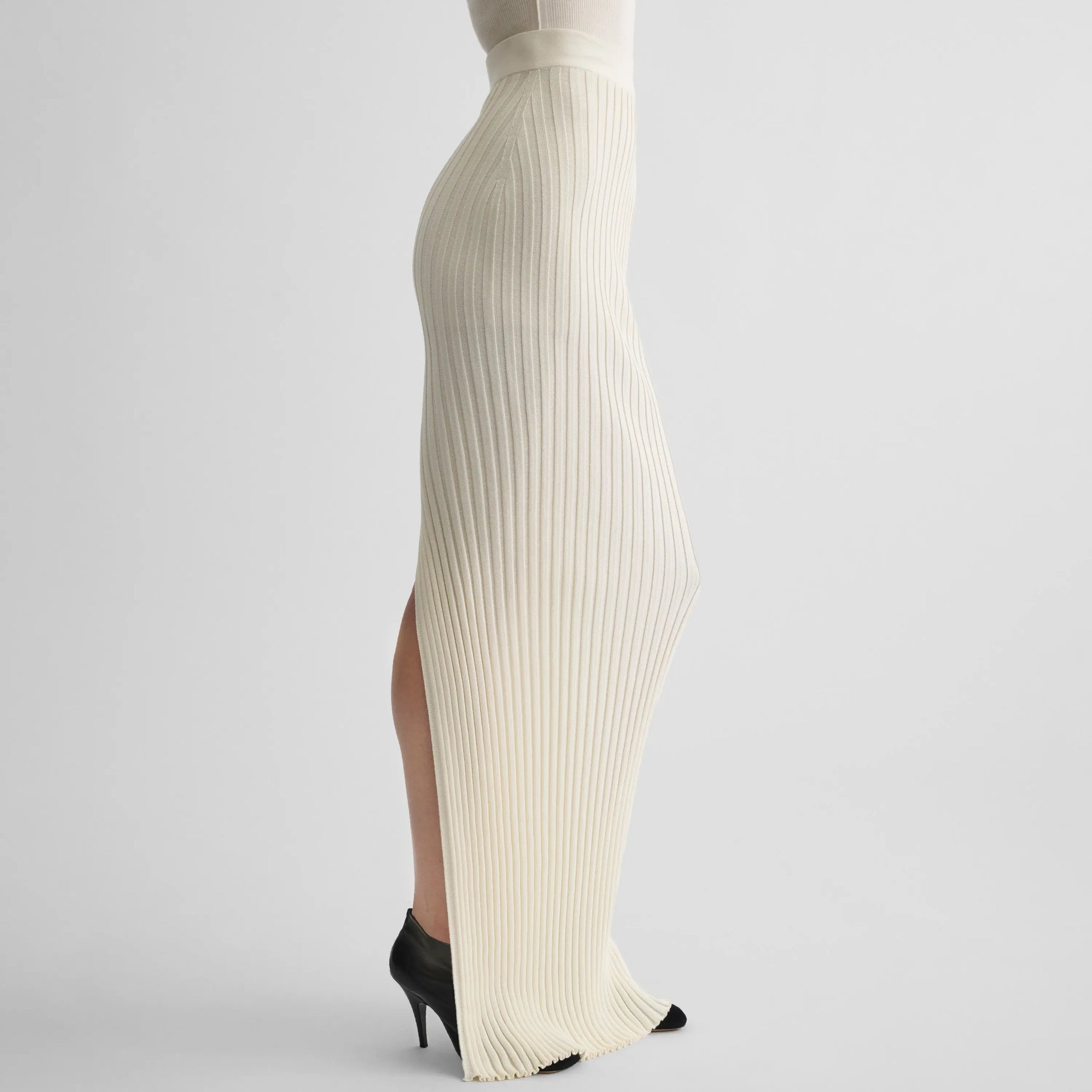 RIB SKIRT | cream cotton viscose