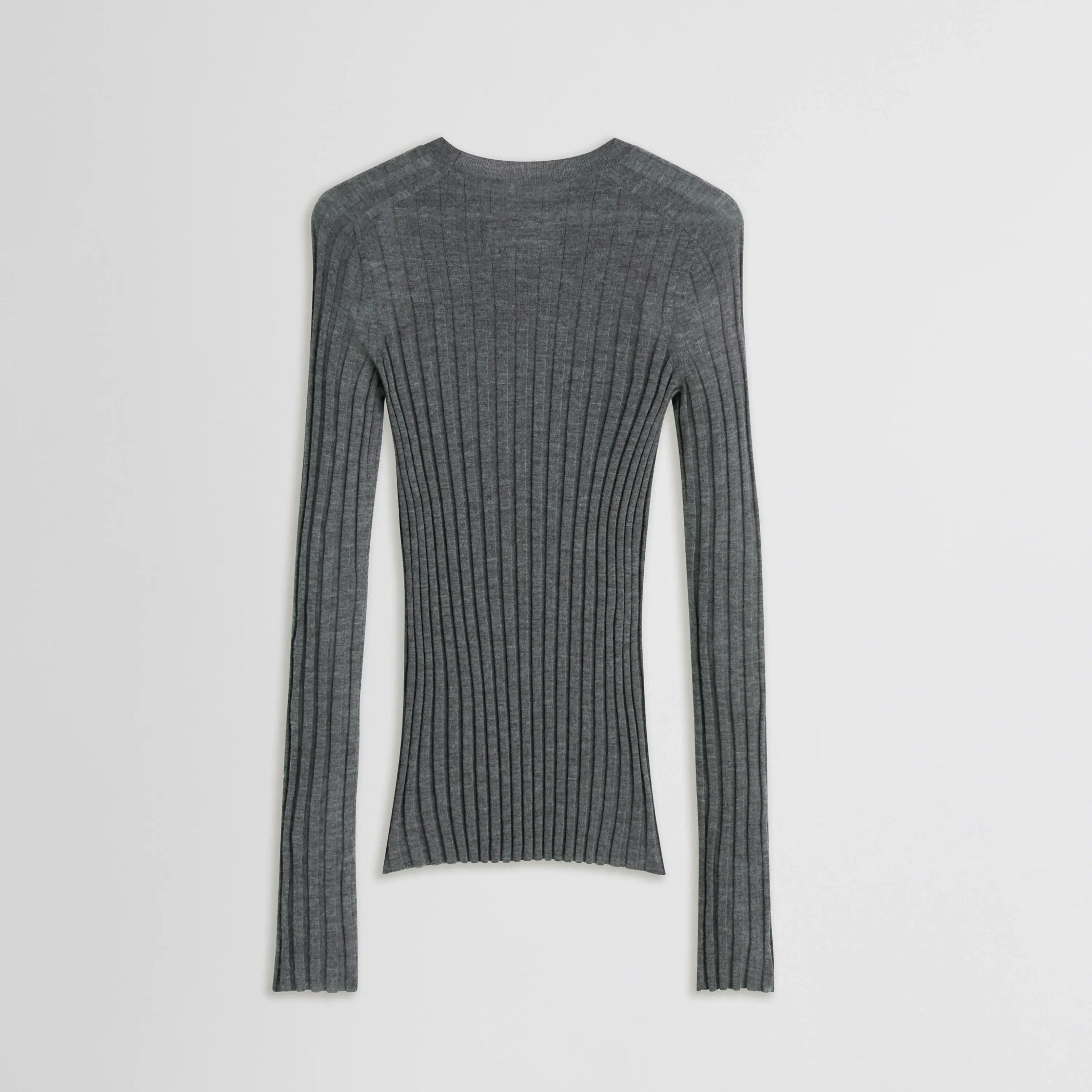 Black flay lay view Wide Rib Crewneck in grey.