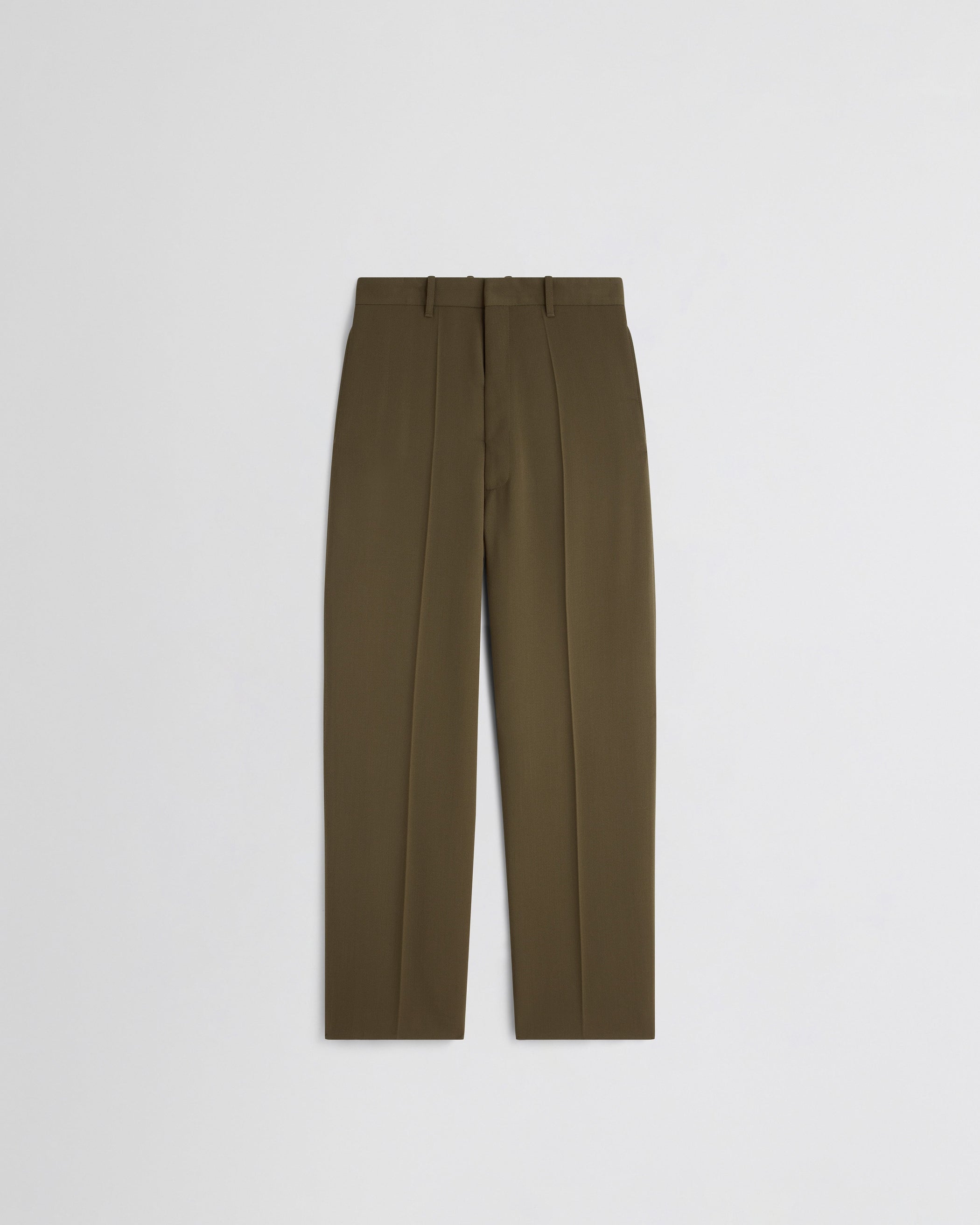 Flat front view of DROP TROUSERS in shroom wool