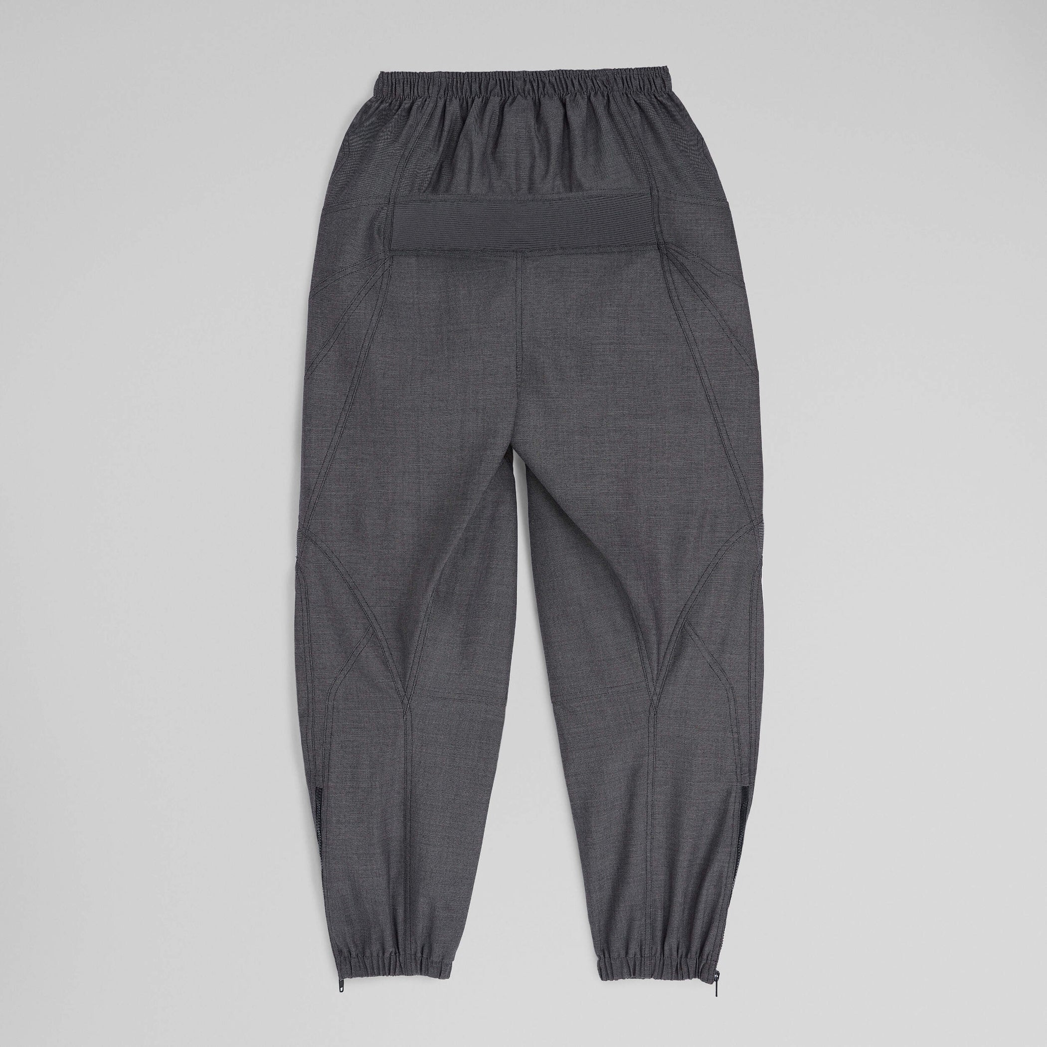 Flat back view of BMX TROUSERS in dark taupe wool