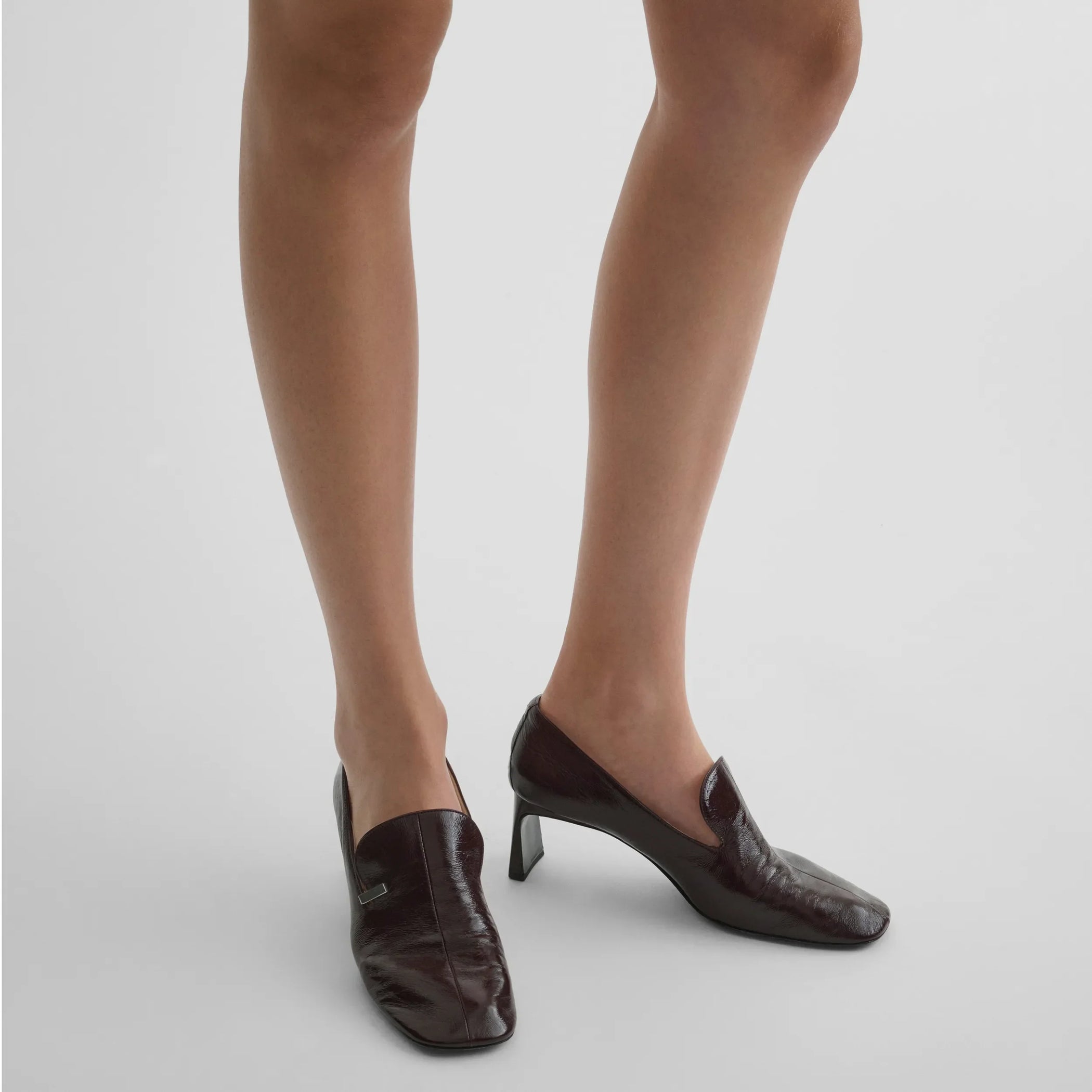 Front view of model wearing club loafer 60 in oxblood leather.