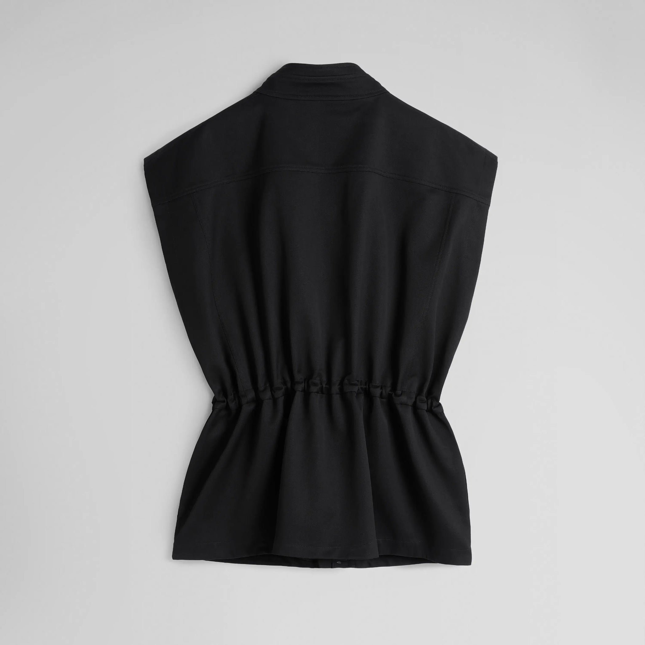 UTILITY DROPPED WAIST VEST | black cotton
