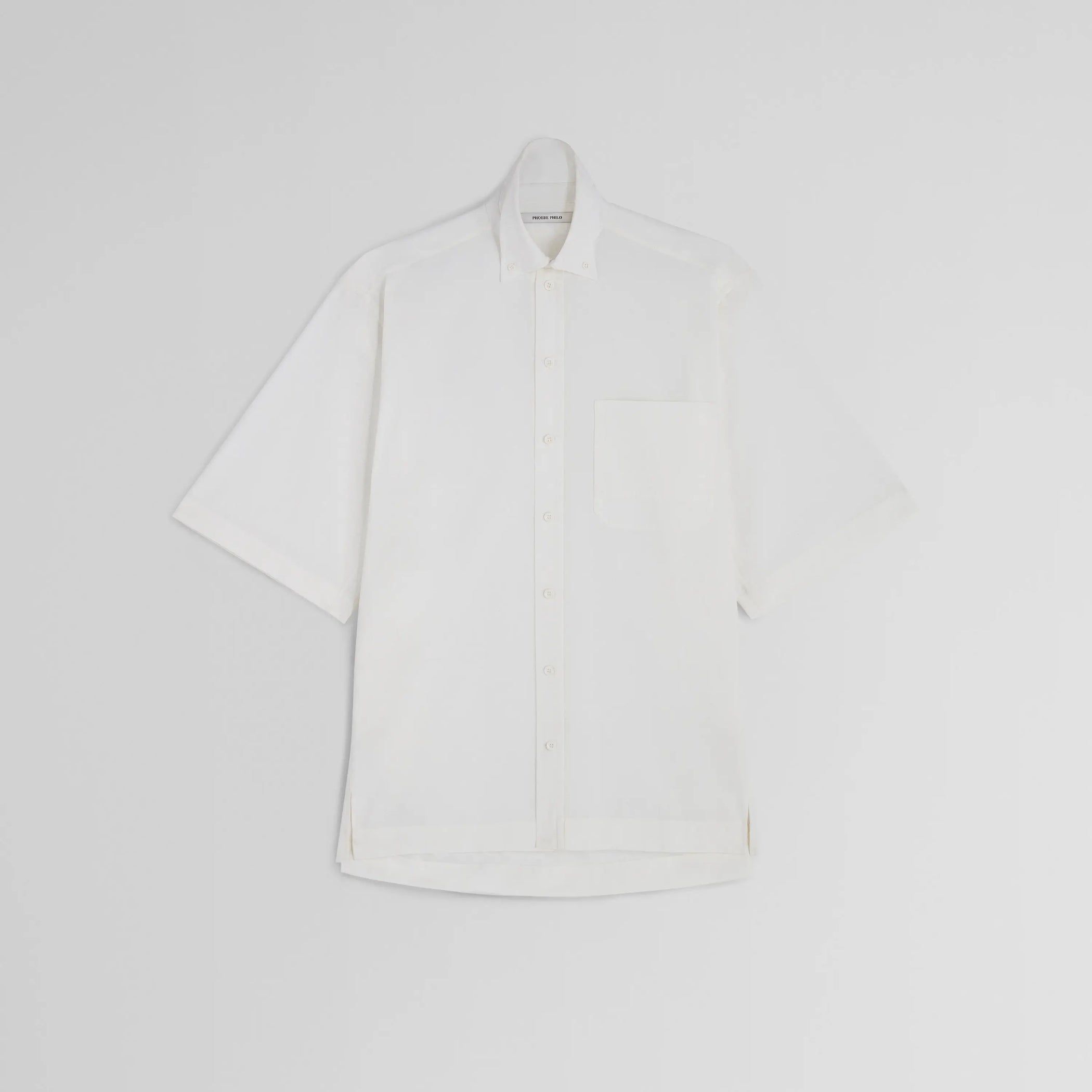 Flat front view of UNIFORM SHIRT in white cotton