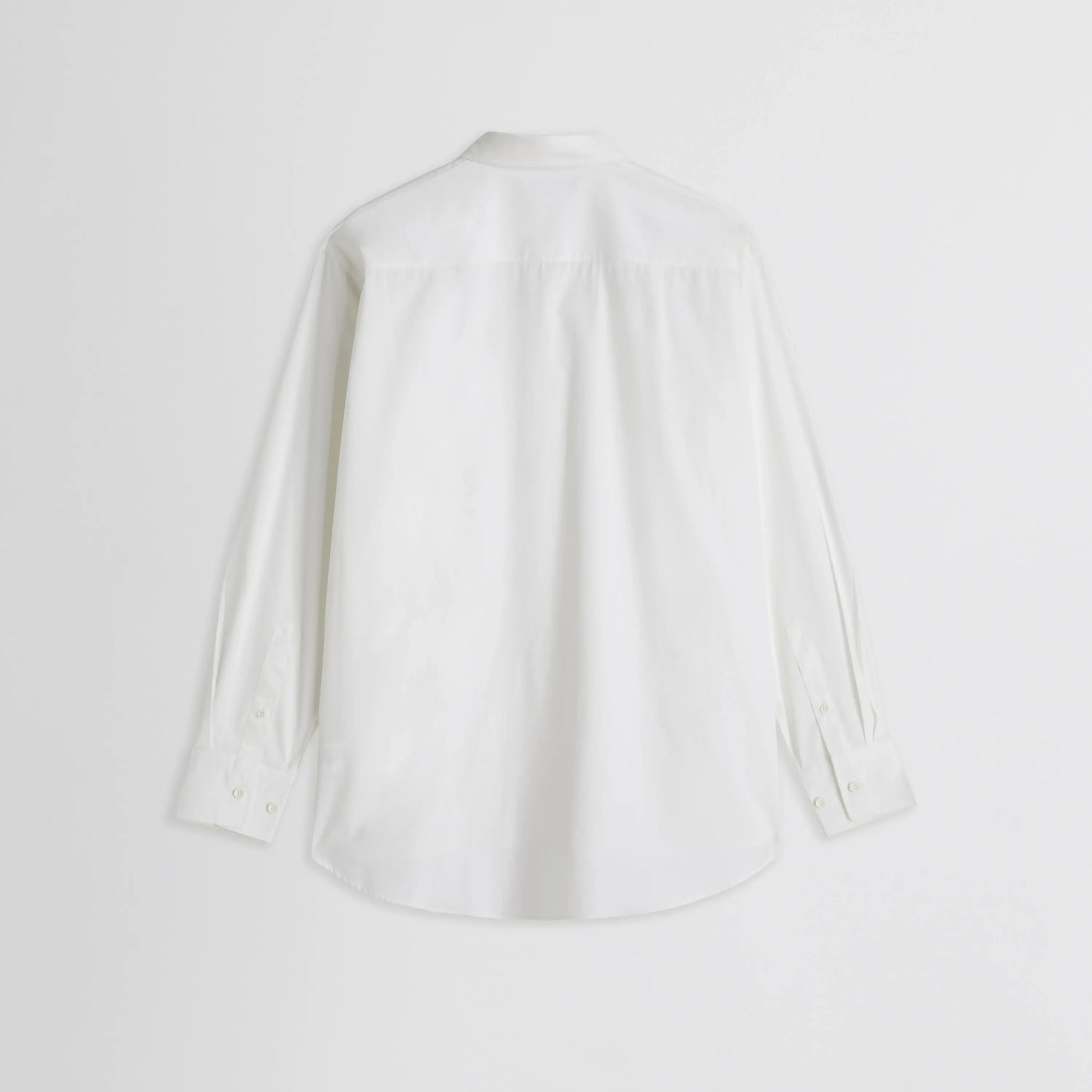 Back flat lay view of Sharp Collar Shirt in white.