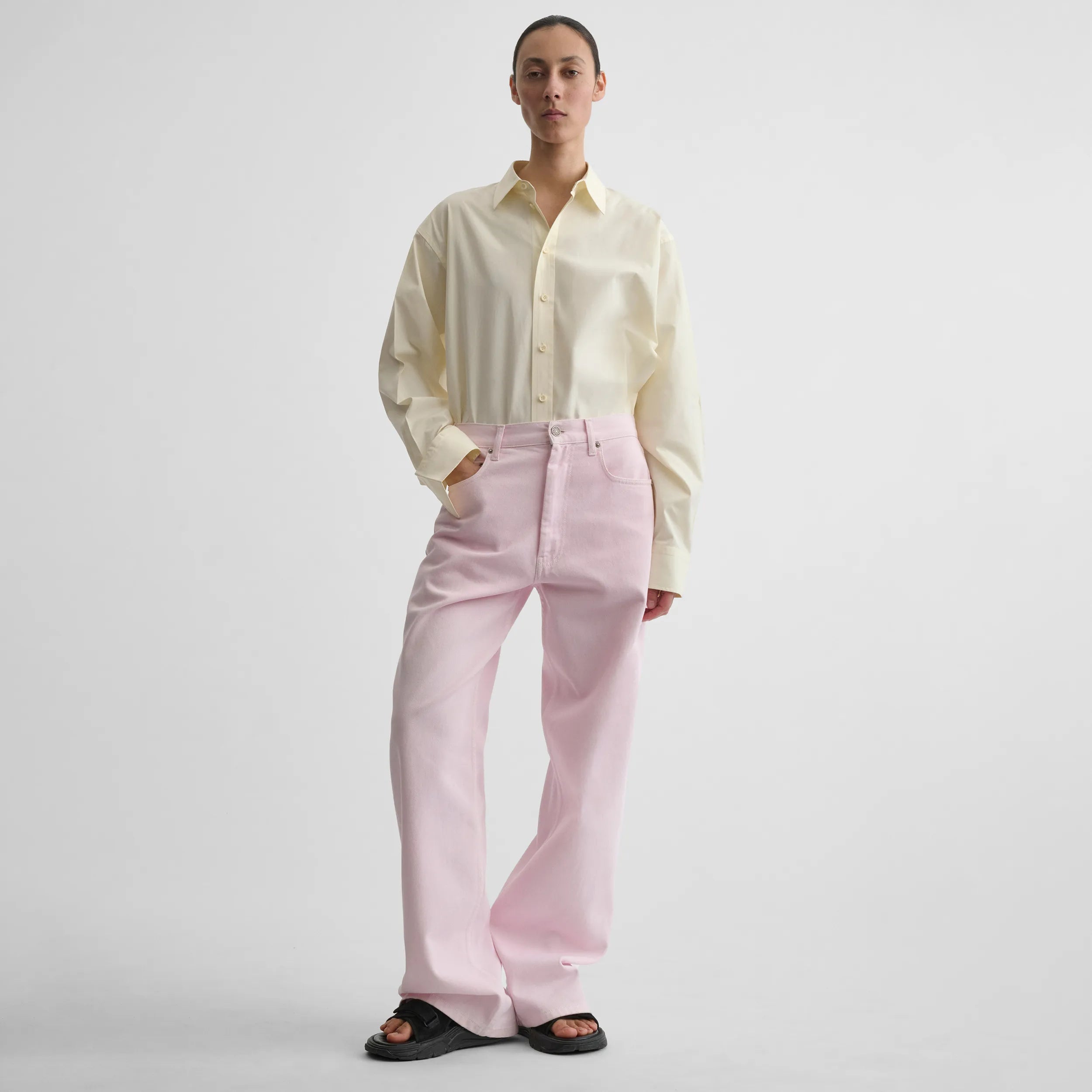 PHOEBE PHILO ペールピンクのジップジーンズ PHOEBE PHILO | ZIP JEANS | PALE PINK COTTON