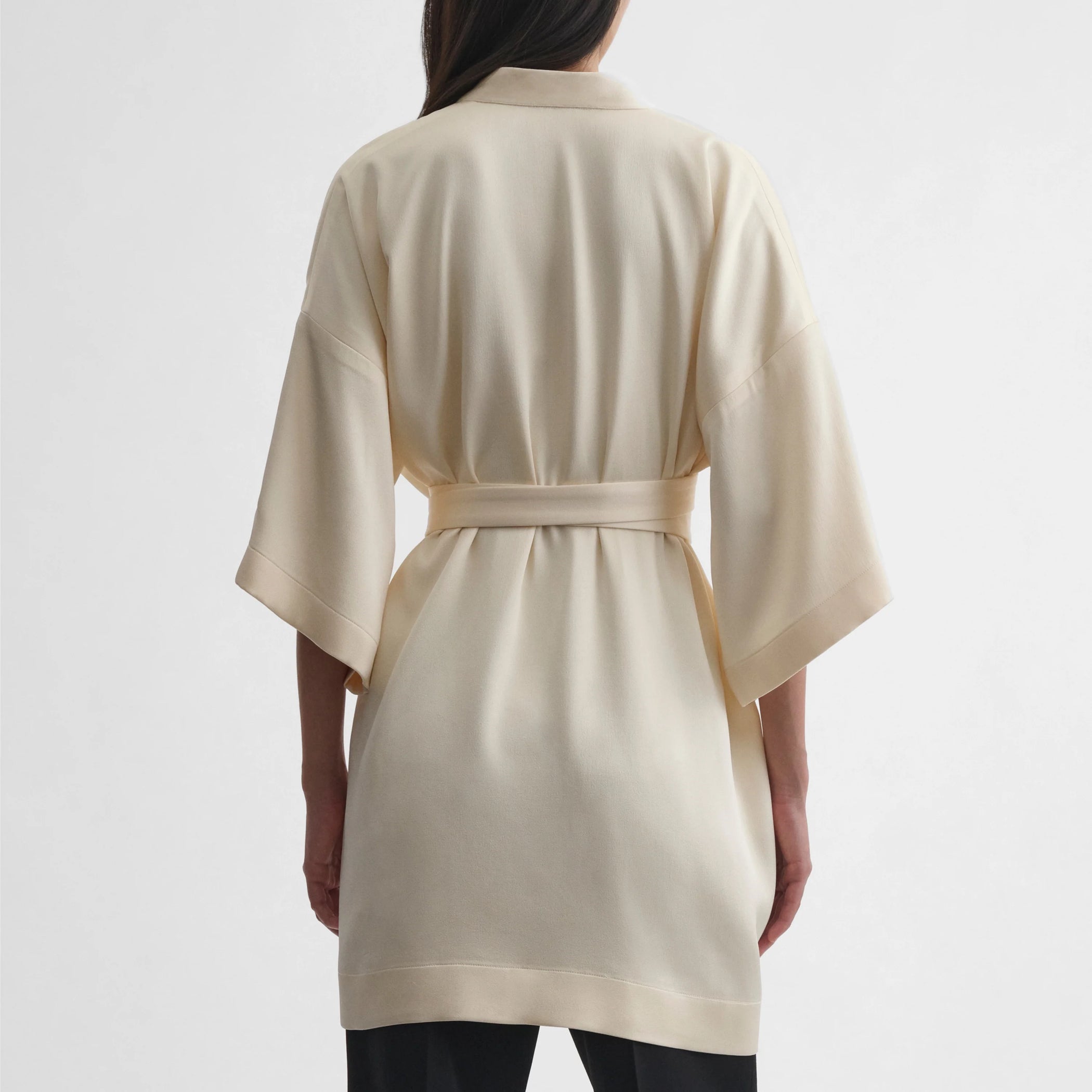 CROPPED ROBE DRESS | cream viscose