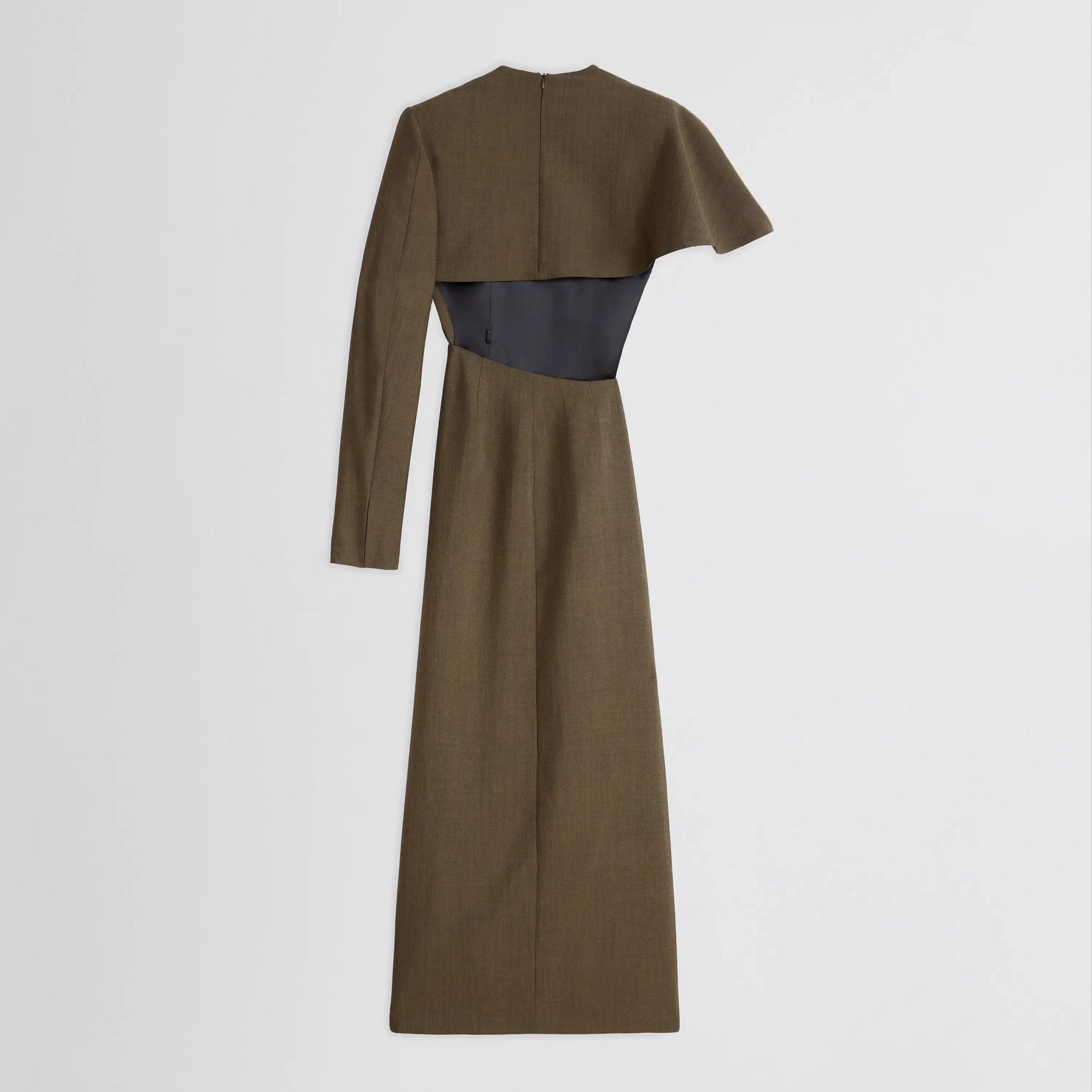 SLICED DRESS | tobacco melange wool tailoring