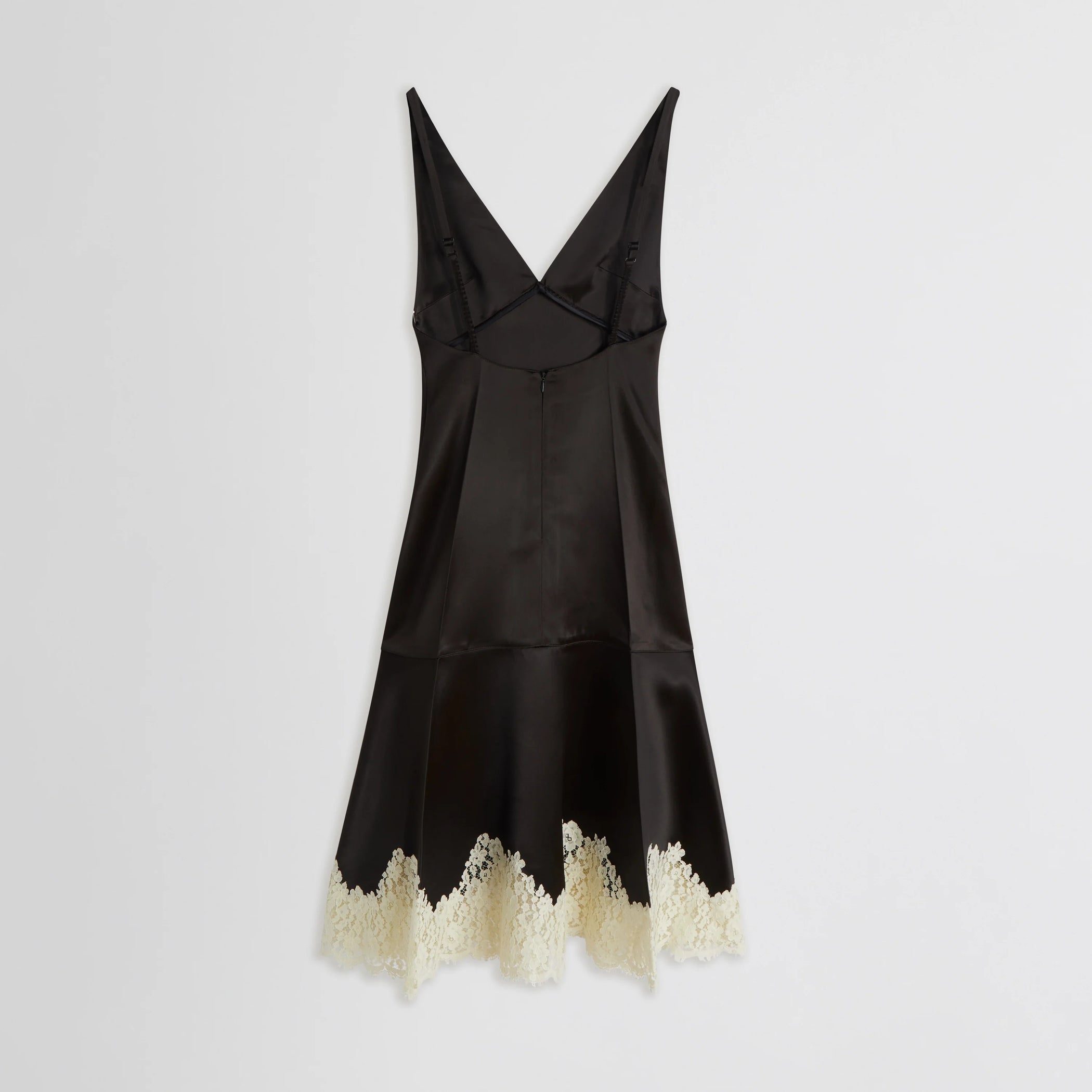 Flat lay back view of the slicked slip in dark khaki