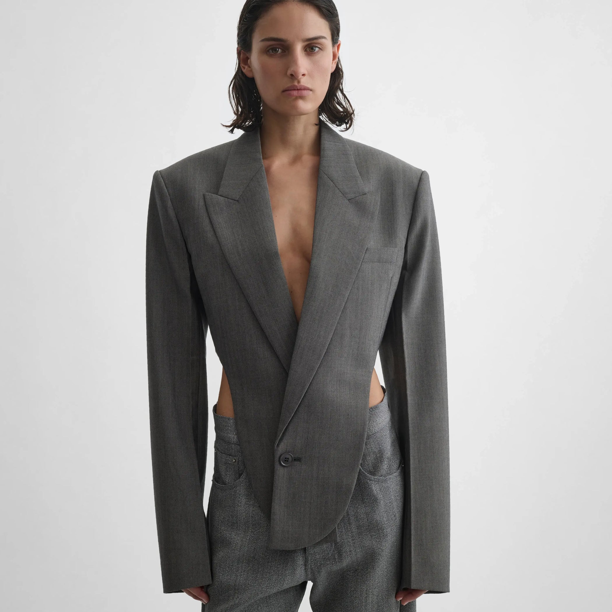 トゥデイフル Ecoleather Tailored Jacket PHOEBE PHILO | TUCKED TAILORED JACKET | DARK TAUPE WOOL