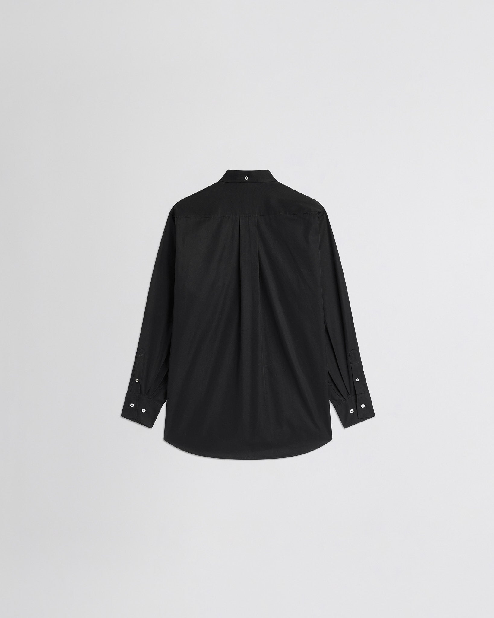 View of BUTTON COLLAR SHIRT in black cotton