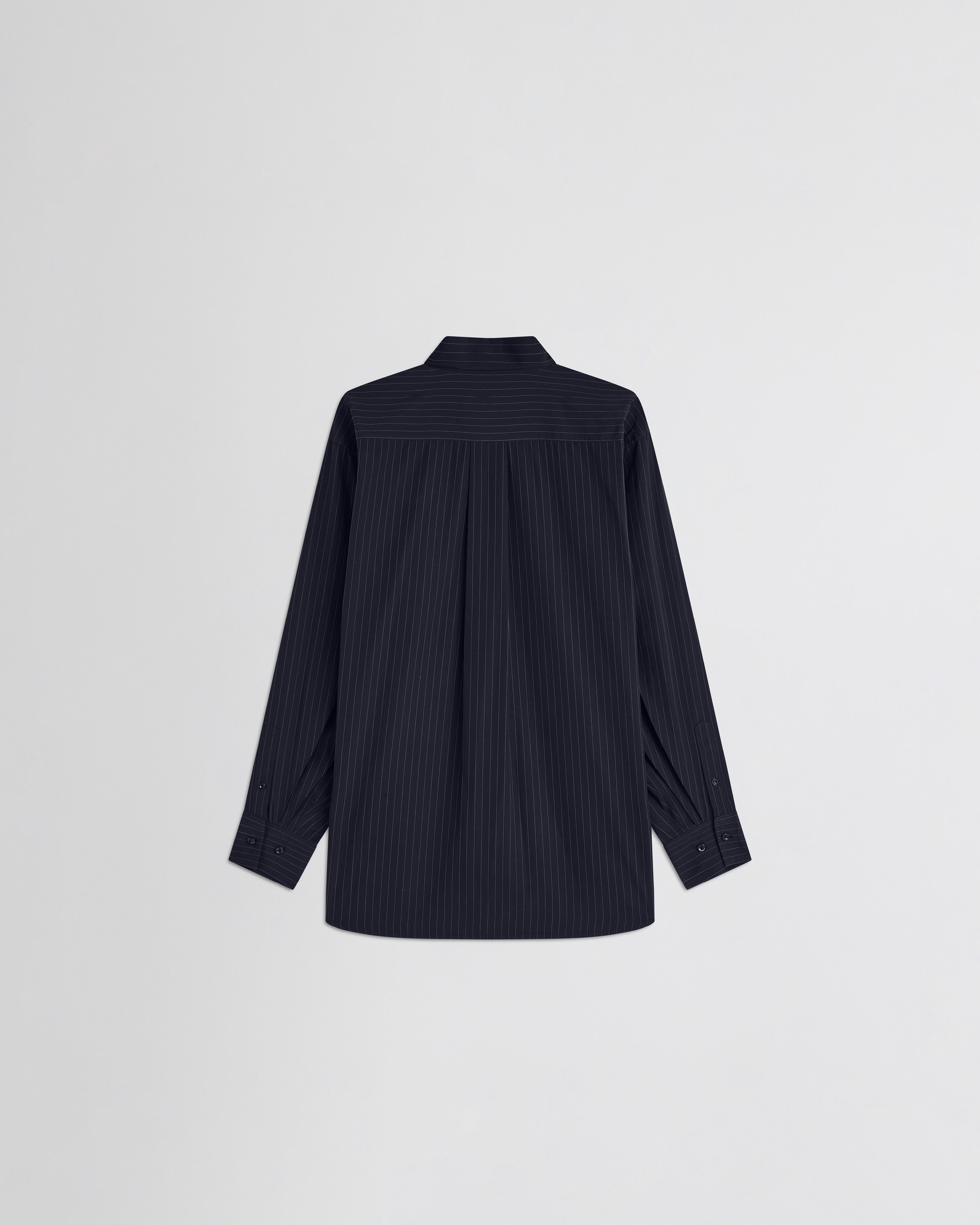 PHOEBE PHILO | BUTTON COLLAR SHIRT | MIDNIGHT PINSTRIPE COTTON