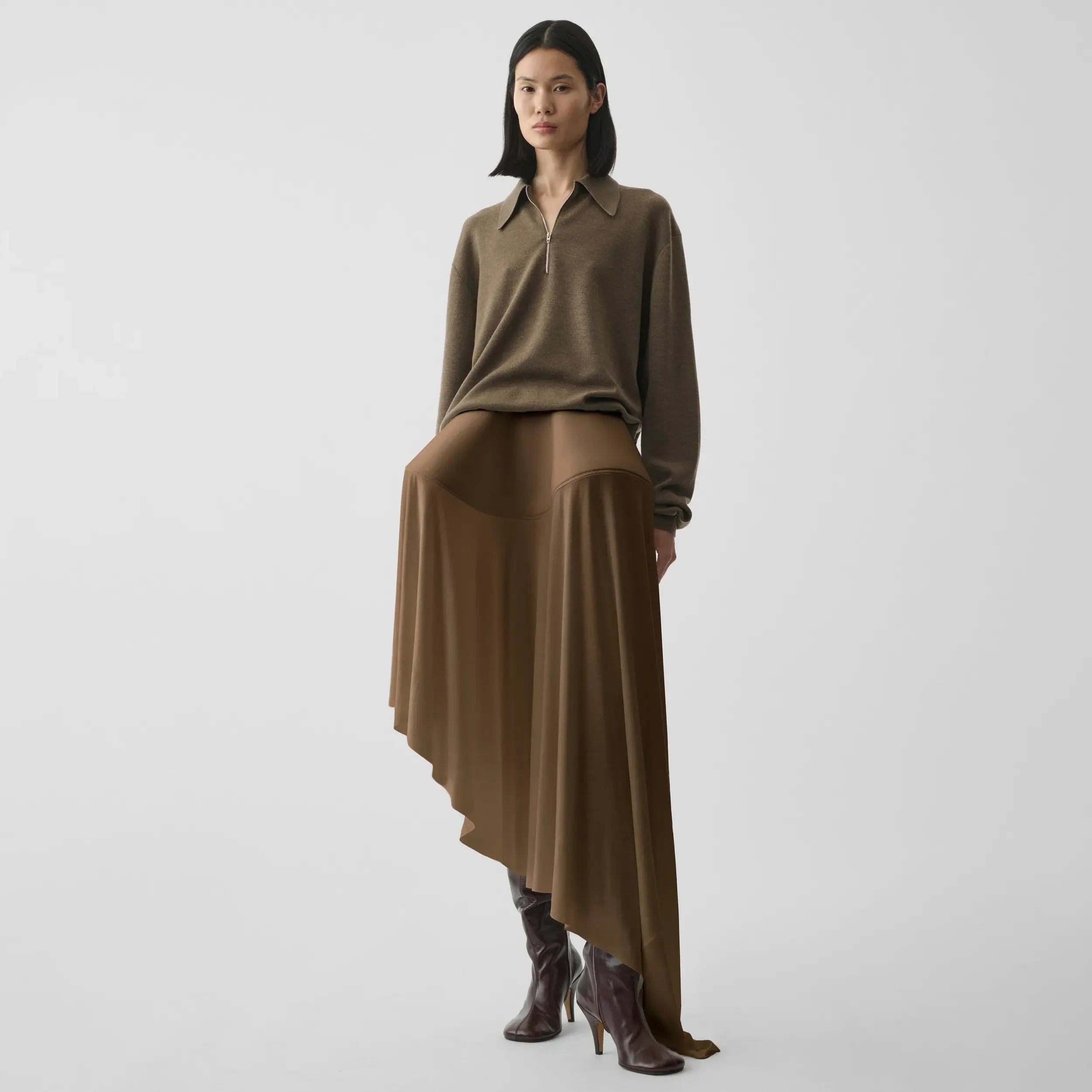 【PHOEBE PHILO】シアーニット ロングドレス スリムフィット Fine Jersey Square Top | EILEEN FISHER