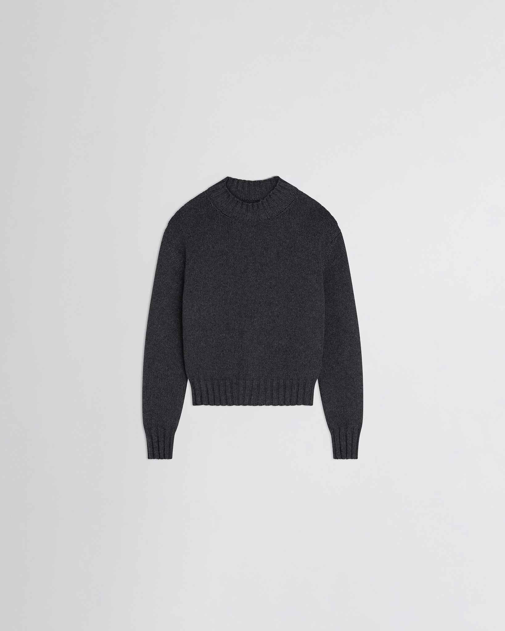 Flat front view of Crewneck Jumper in grey cashmere