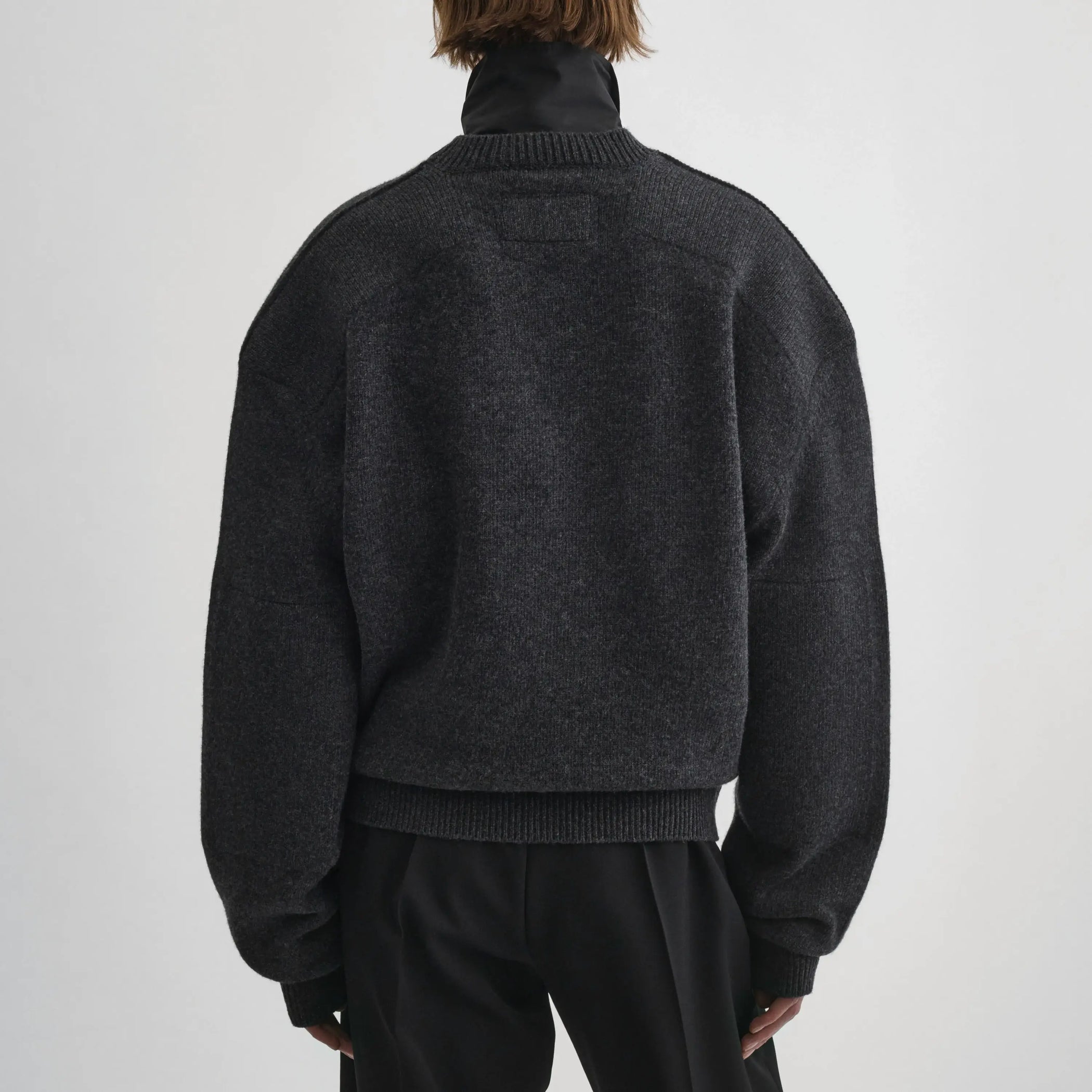 CONTRAST PATCH JUMPER | charcoal wool cashmere