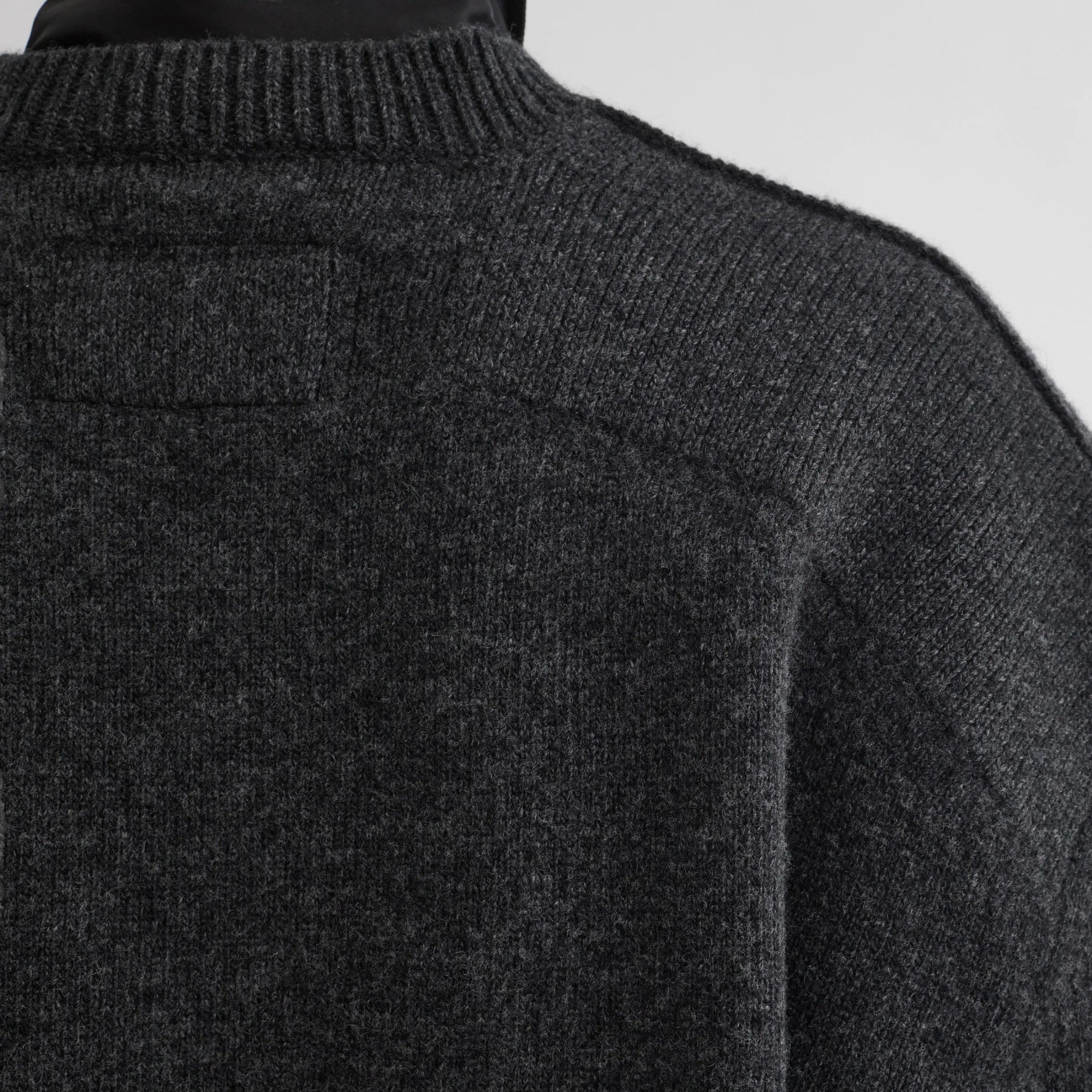 CONTRAST PATCH JUMPER | charcoal wool cashmere