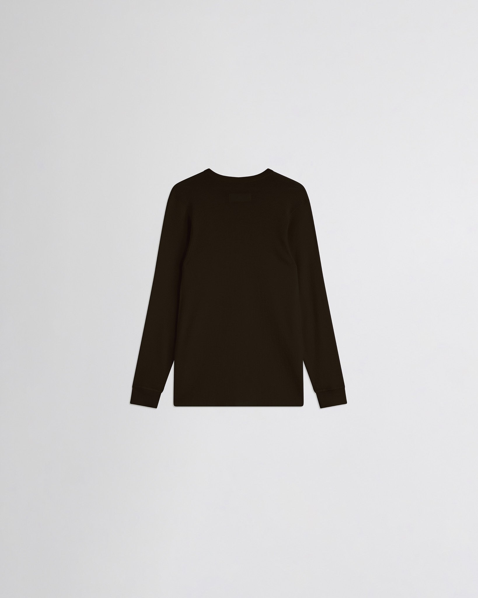 Flat front view of batwing crewneck in dark khaki wool