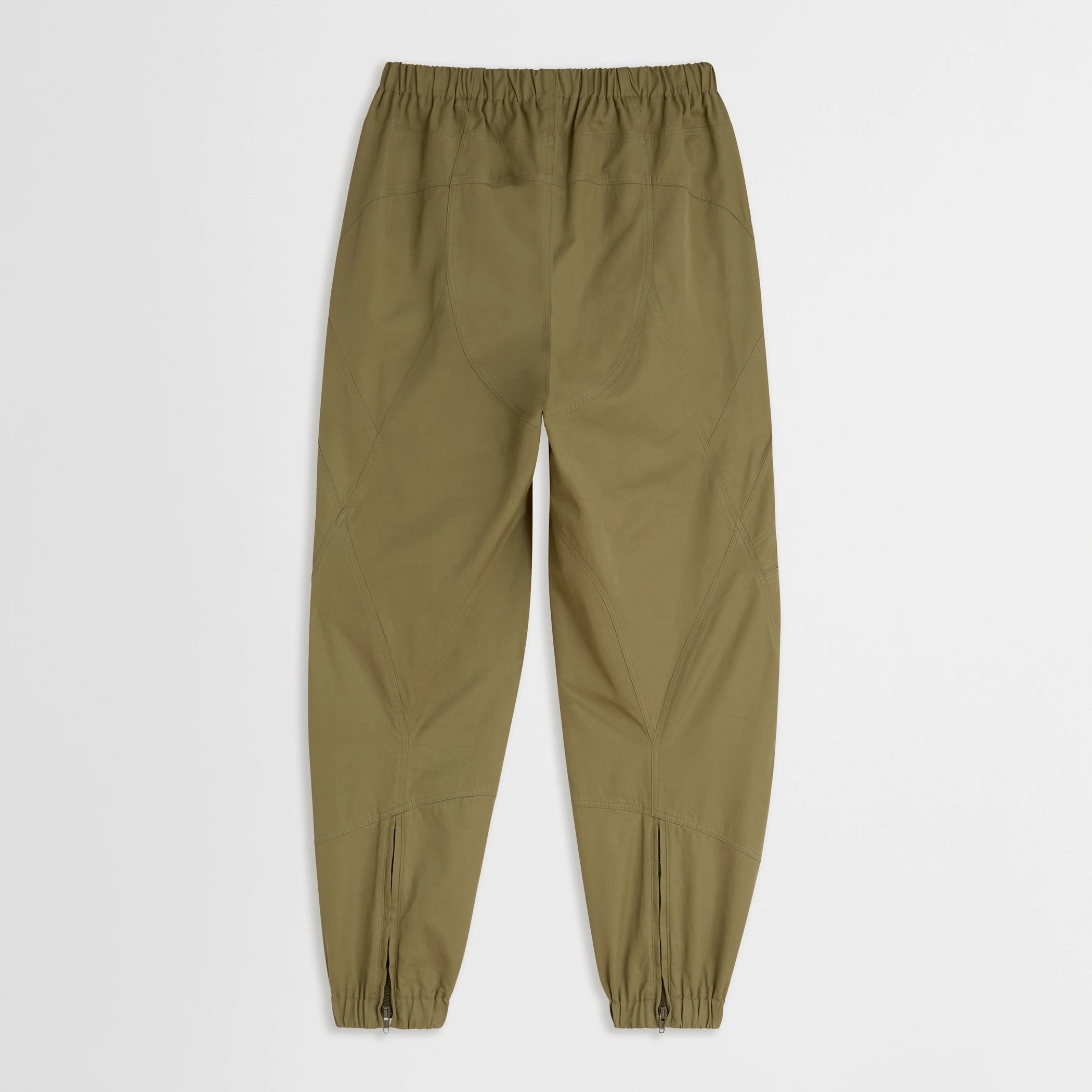 Flat lay back view of the BMX trousers in sage