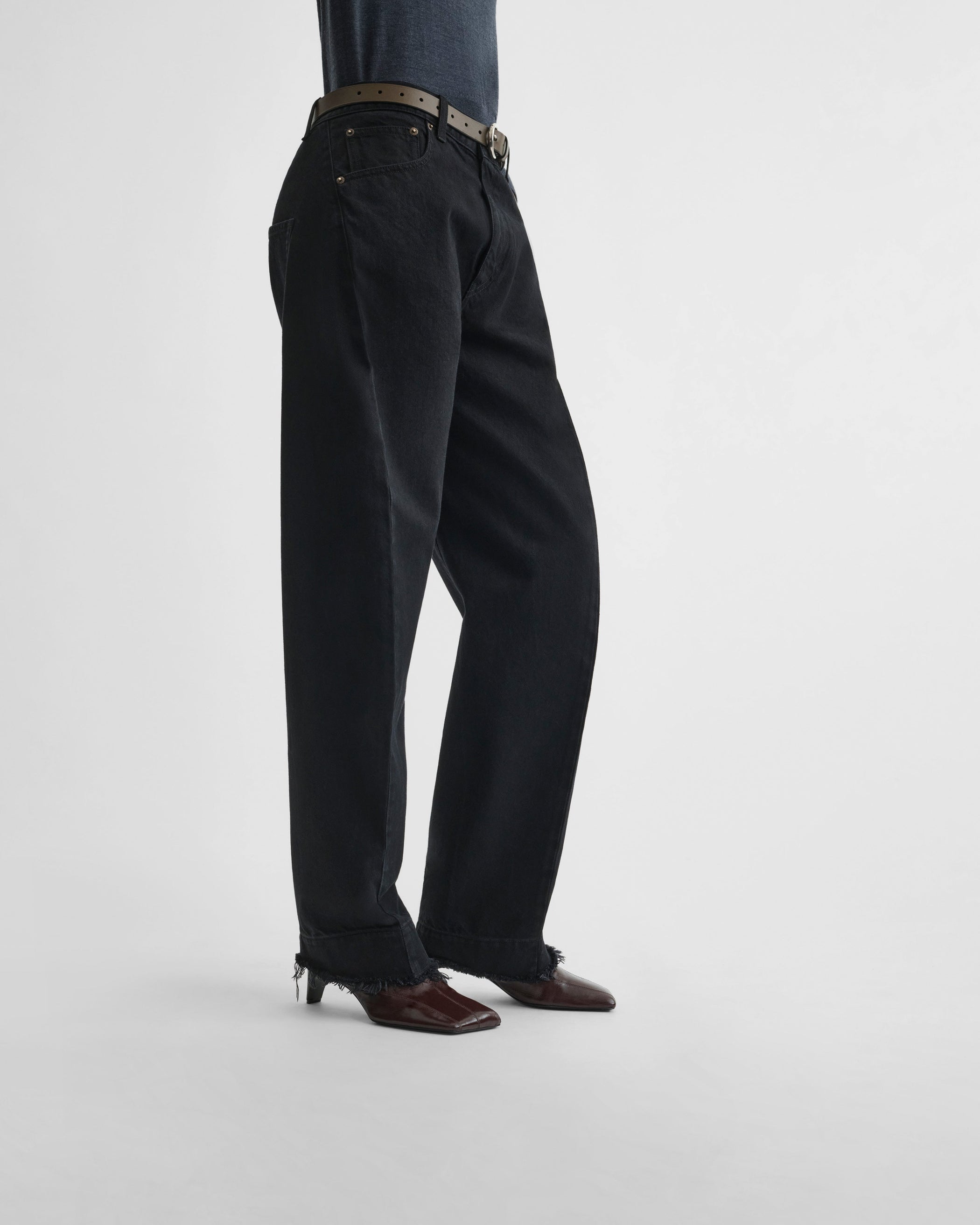 View of arch jeans in black cotton