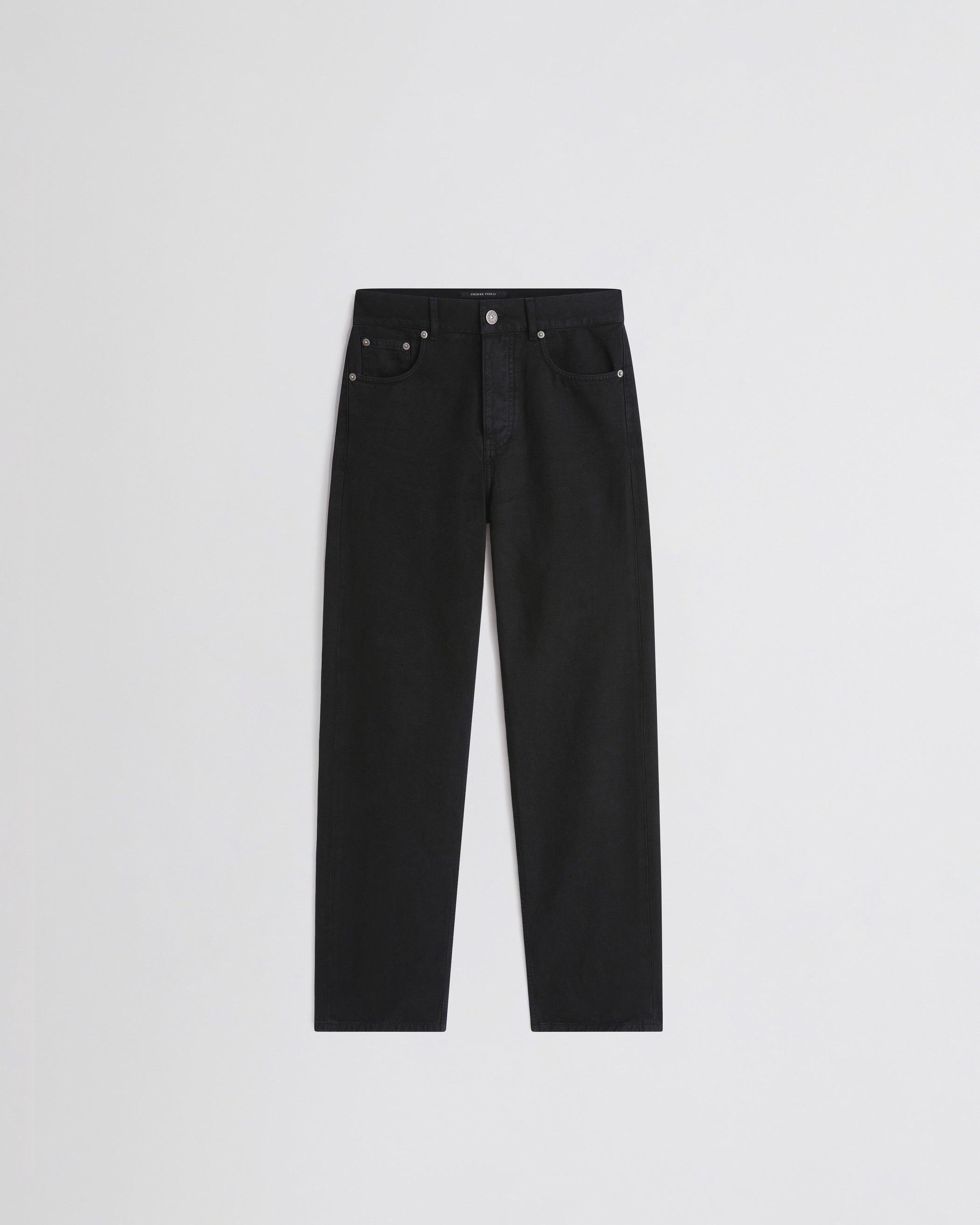 Flat front view of CLASSIC JEANS in black cotton