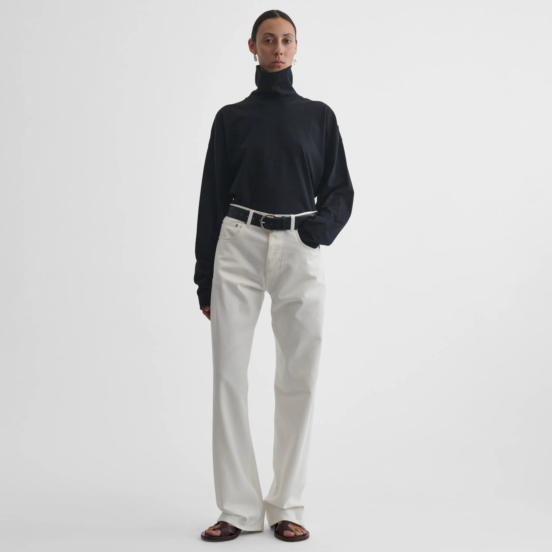 PHOEBE PHILO | ROUND BUCKLE BELT 25MM | BLACK LEATHER WITH PHOEBE PHILO | ROUND BUCKLE BELT 25MM | BLACK LEATHER WITH