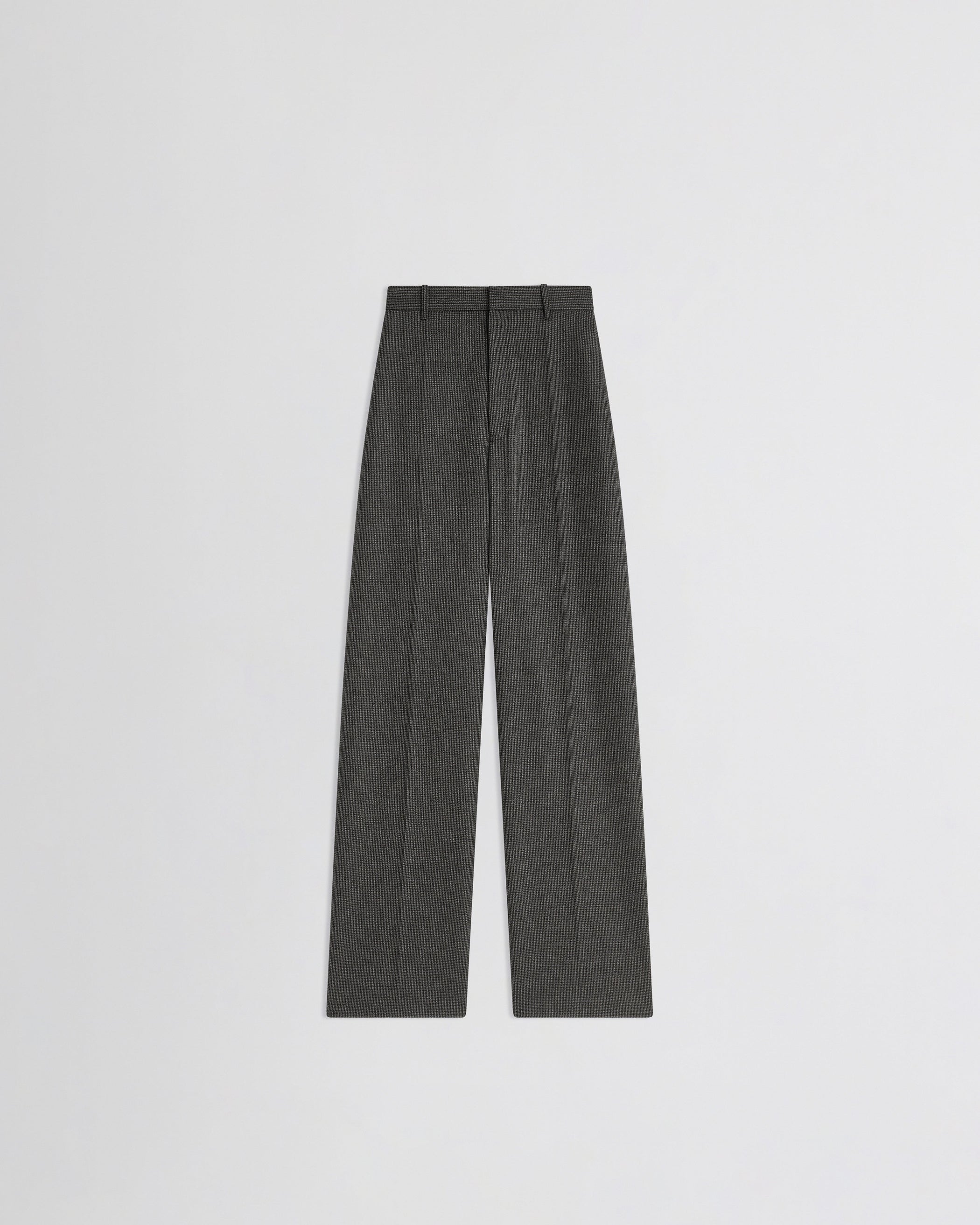 View of zip trousers in grey brown melange