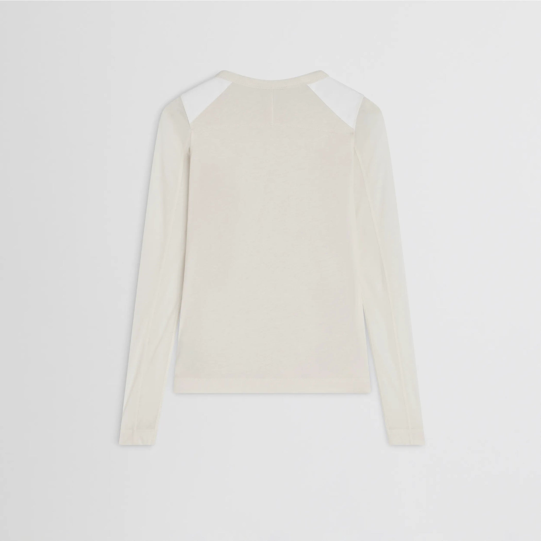 Flat back view of crewneck top in ivory cotton