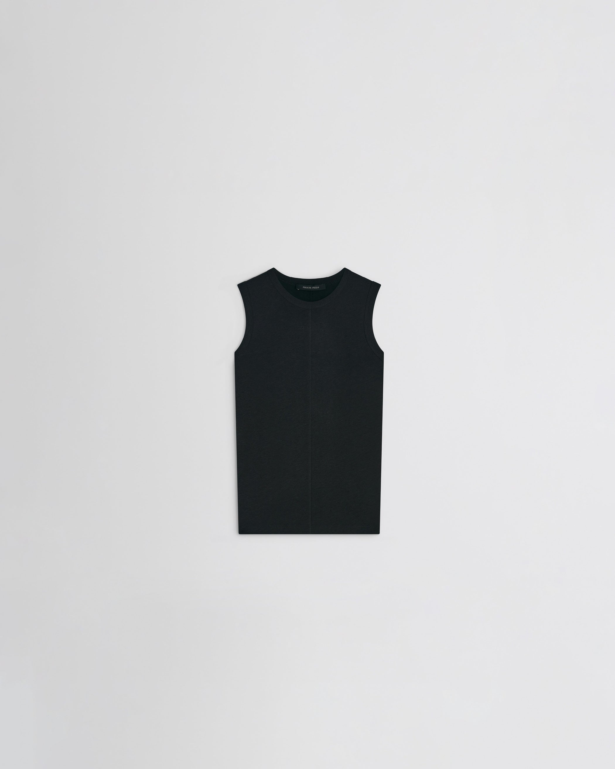 View of underpinning tank top in black cotton