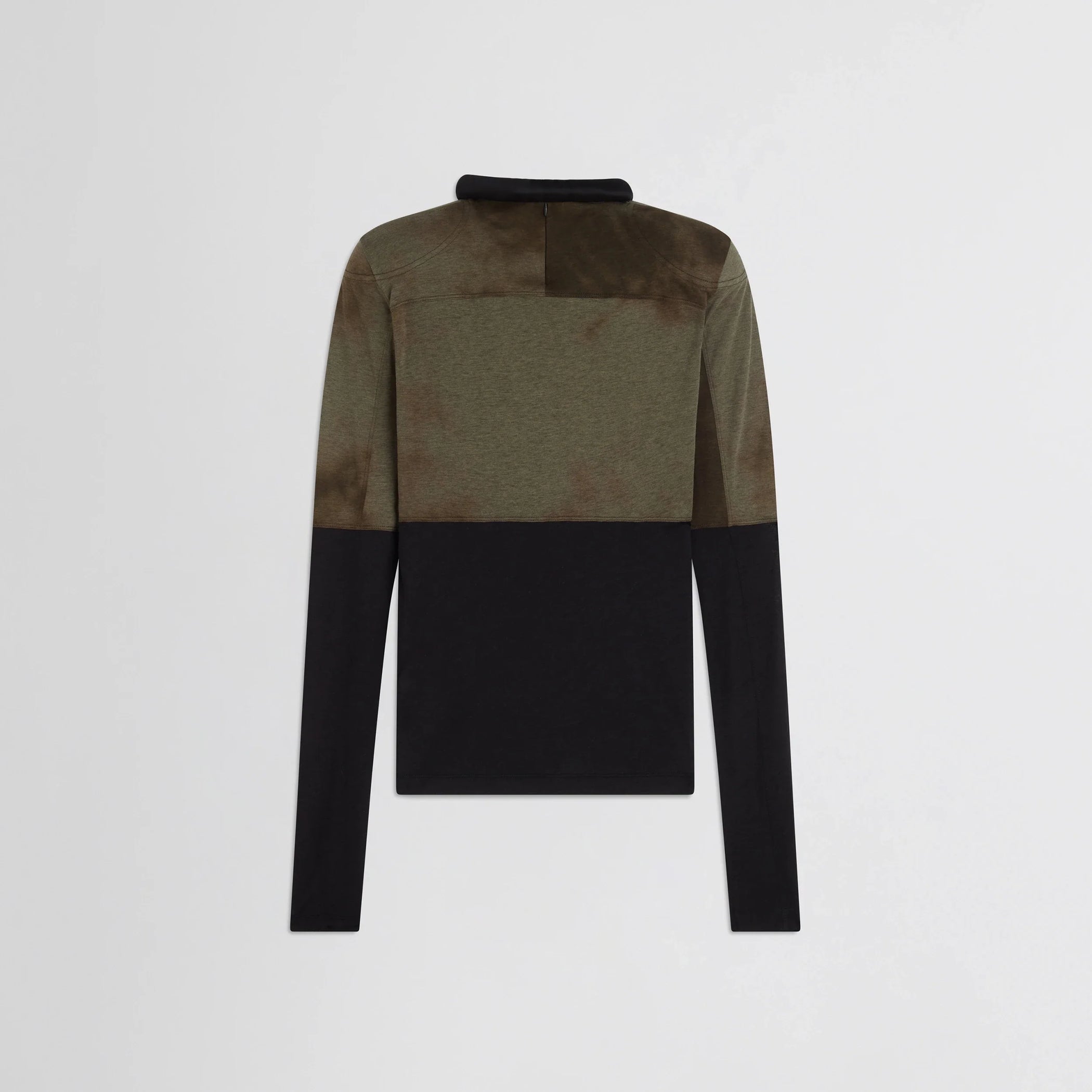 Flat back view of tubular top in tobacco black cotton.