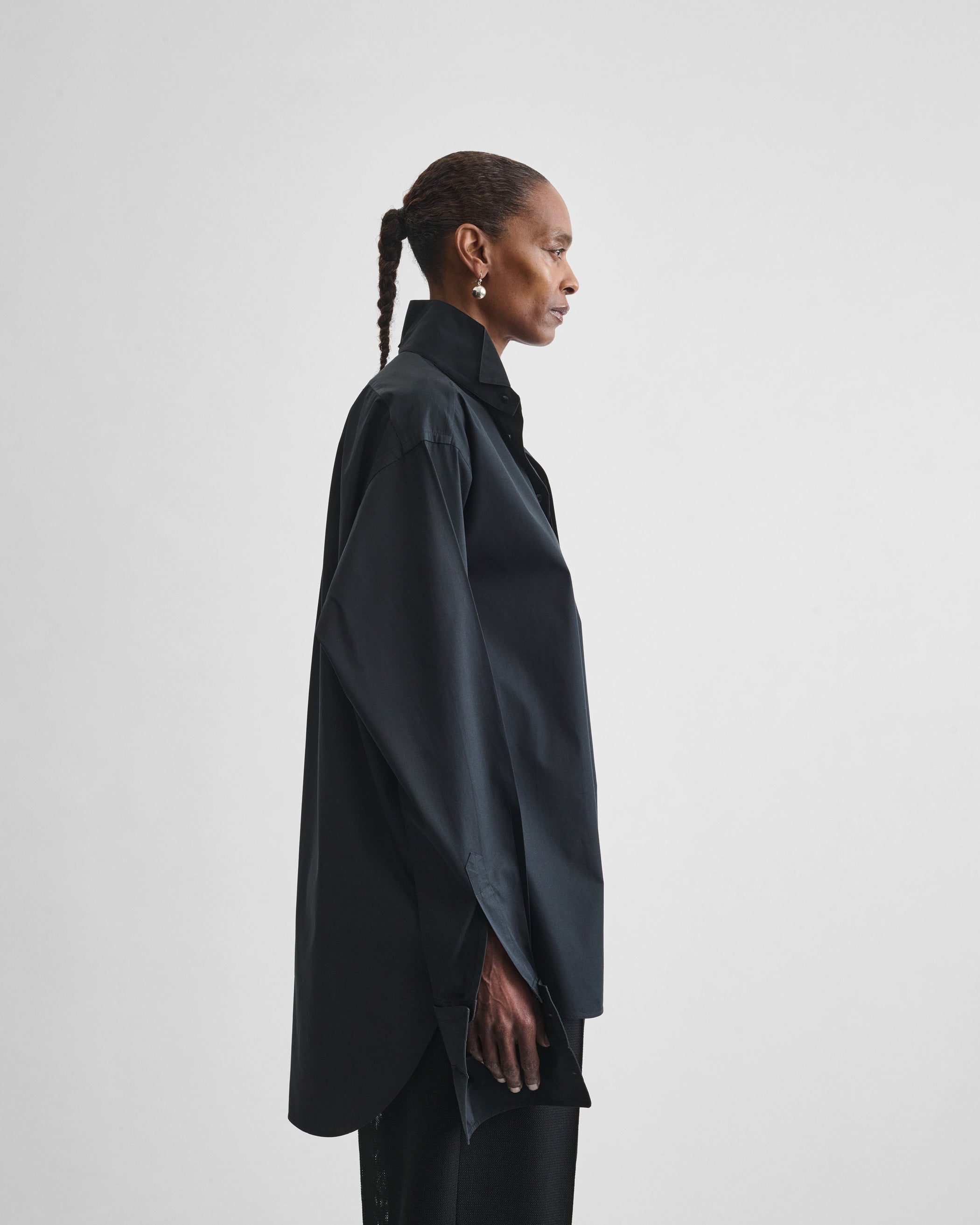 View of CUSTOM TUX SHIRT in black cotton