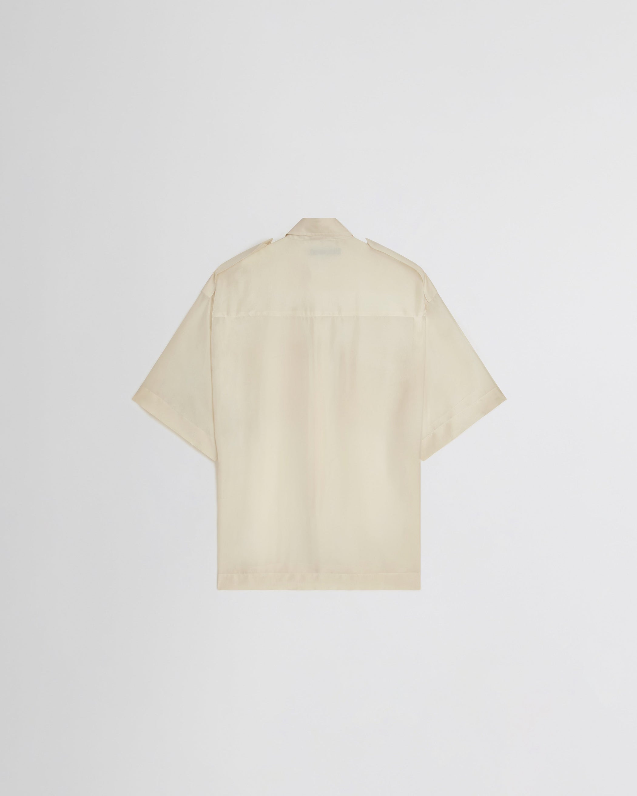 View of LITE UTILITY SHIRT in vanilla habotai silk