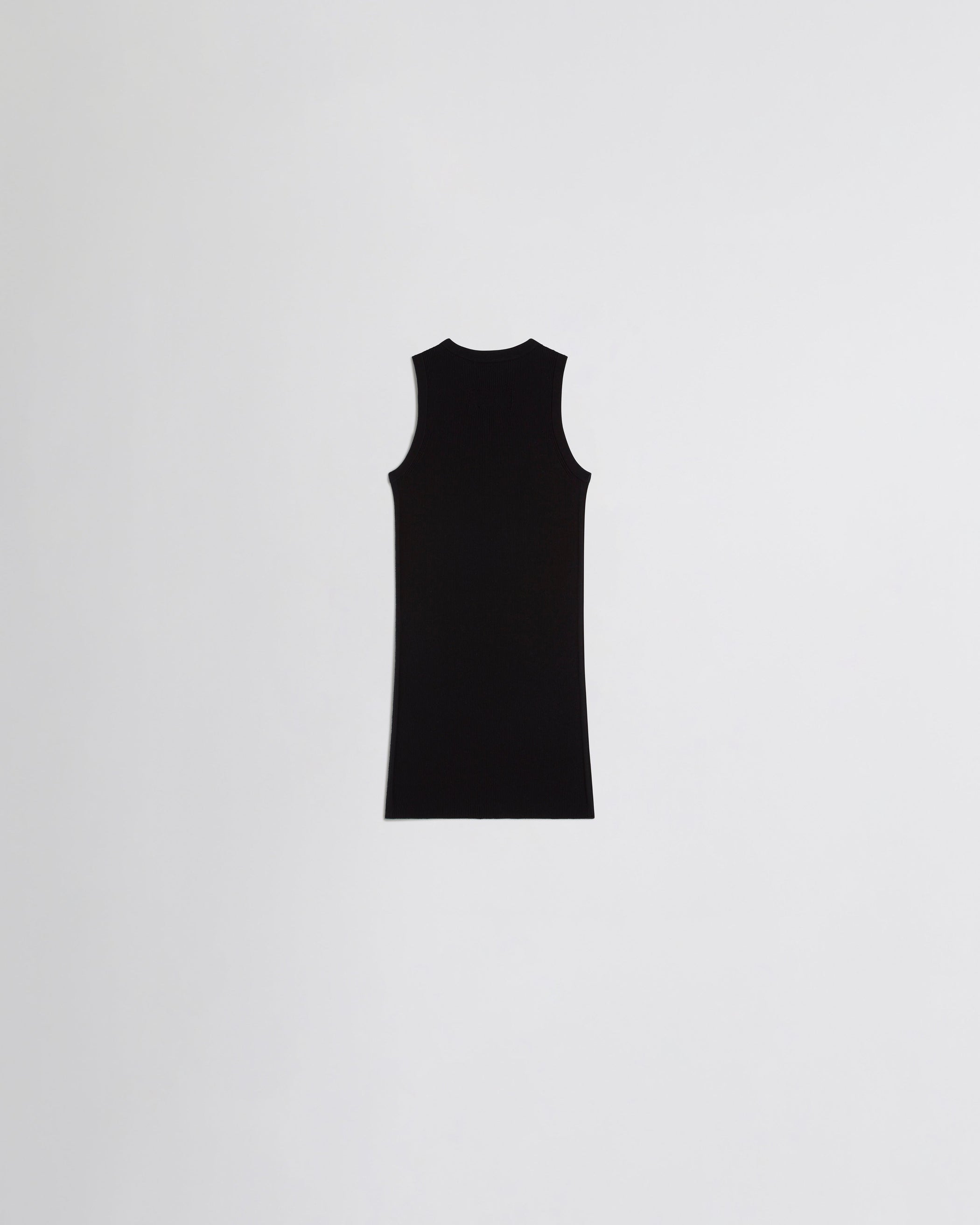 Back flat view of RIB TANK in black wool