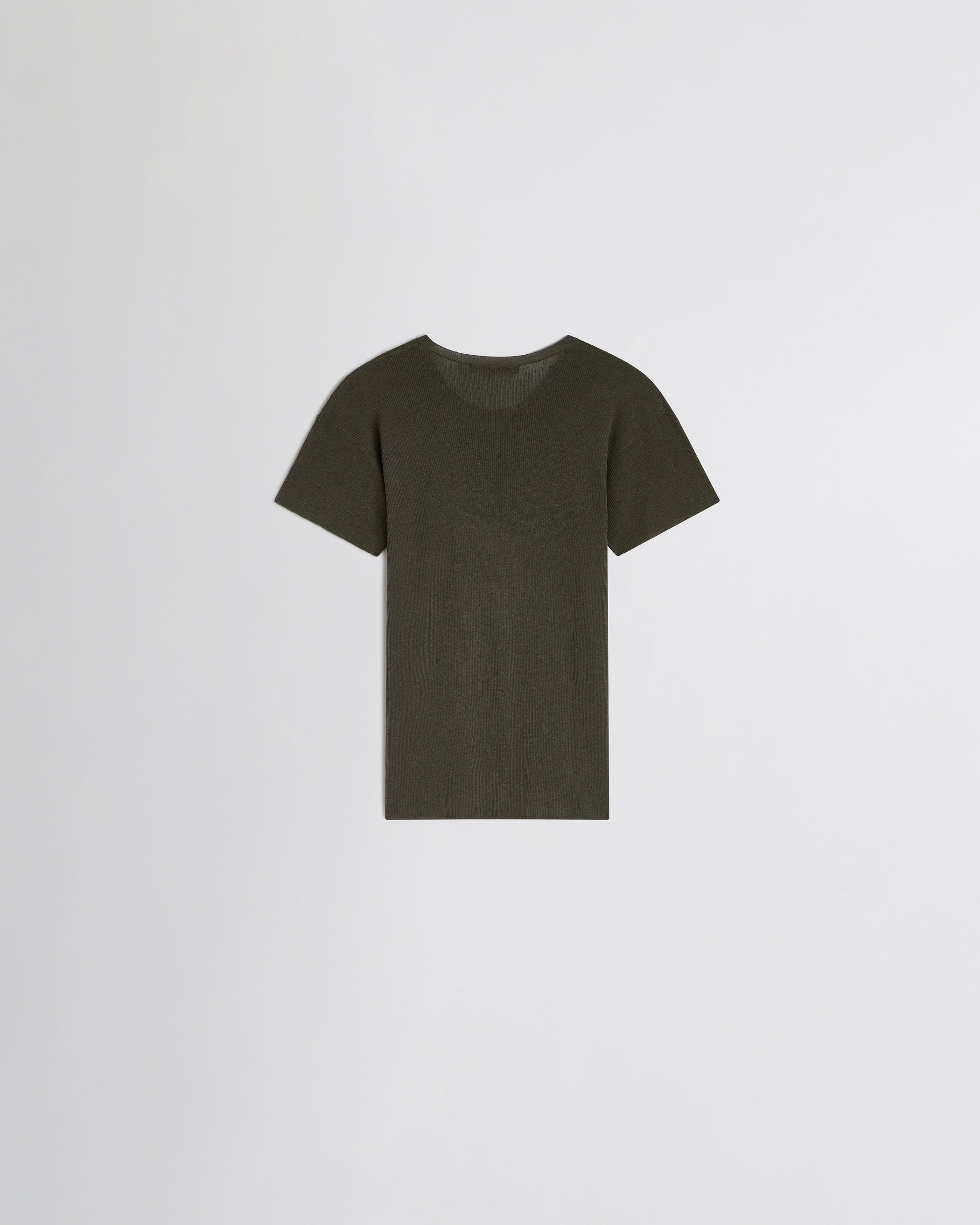 View of SCOOP NECK RIB T-shirt in sludge cotton
