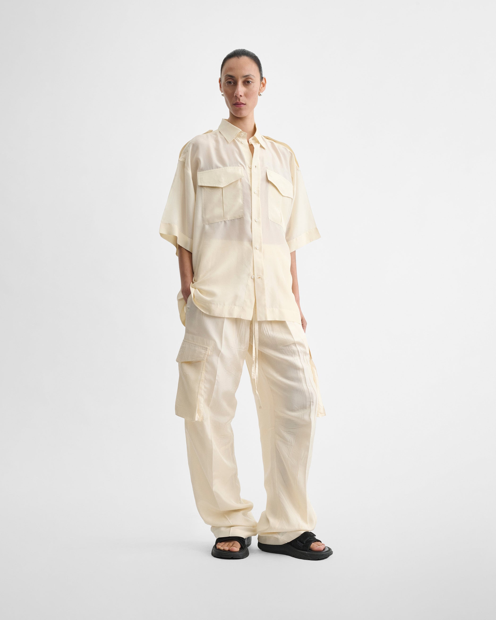 View of CARGO TROUSERS in vanilla silk