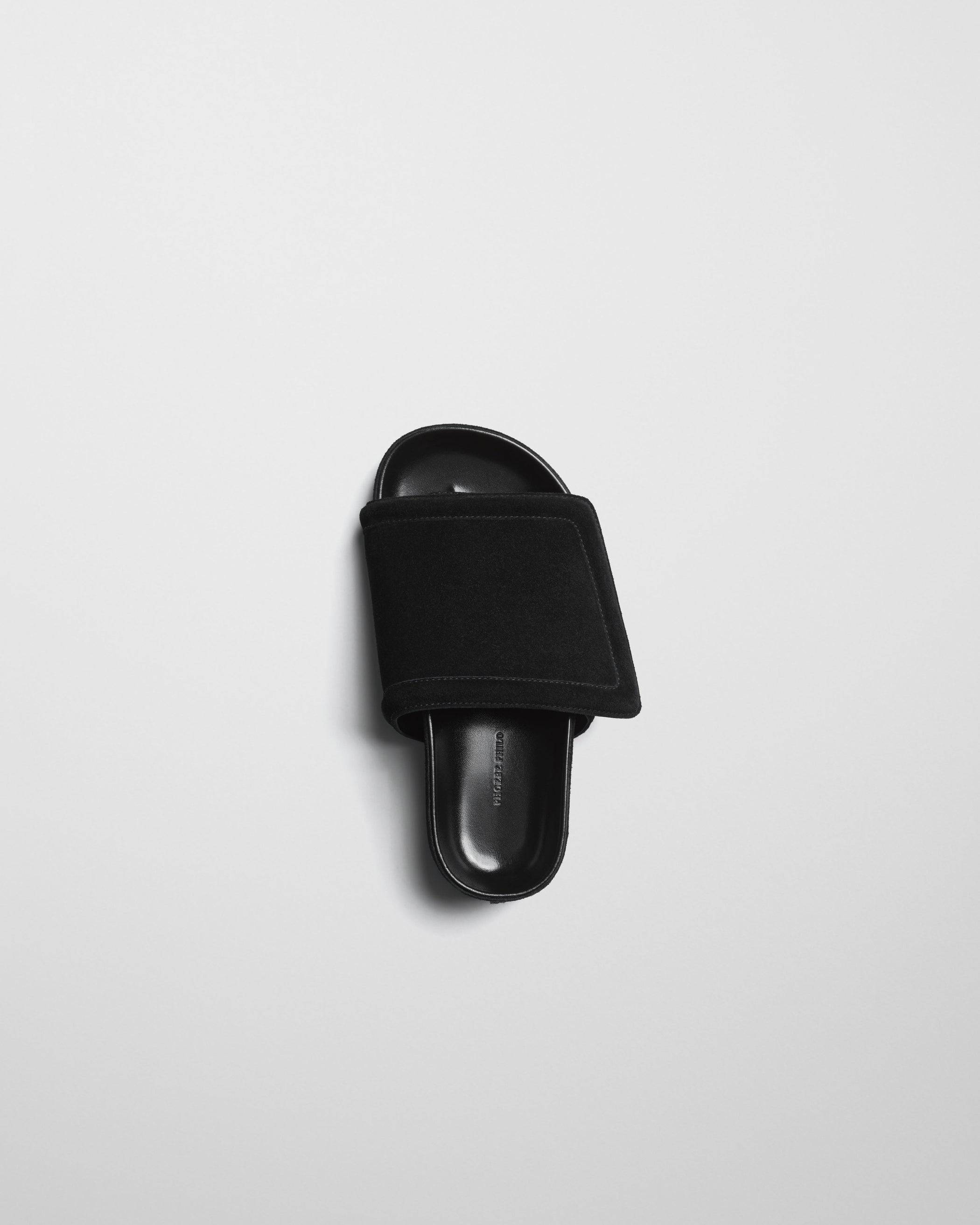 Top view of WIDE SLIDE in black suede