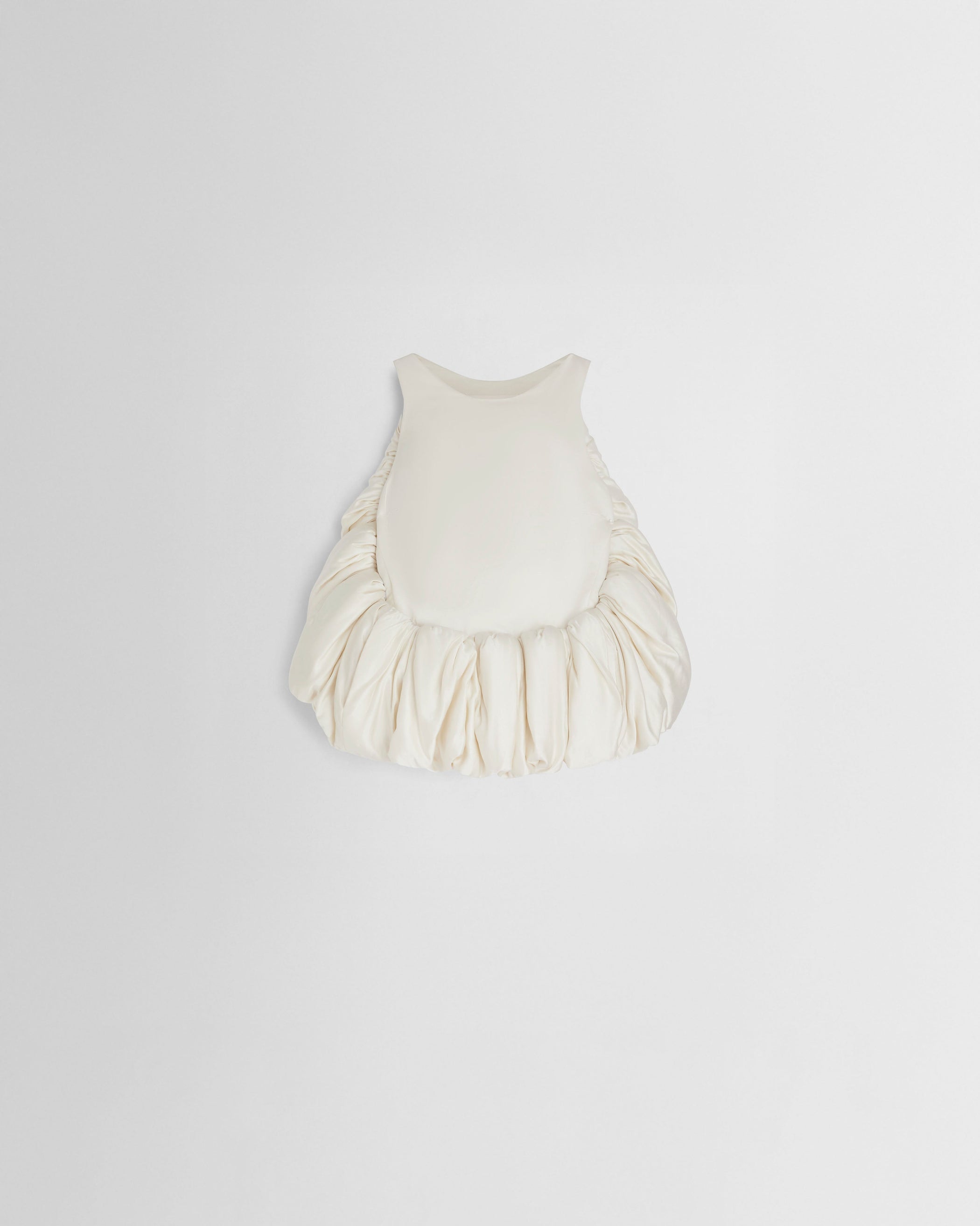 Flat front view of SUGAR VEST in vanilla silk satin