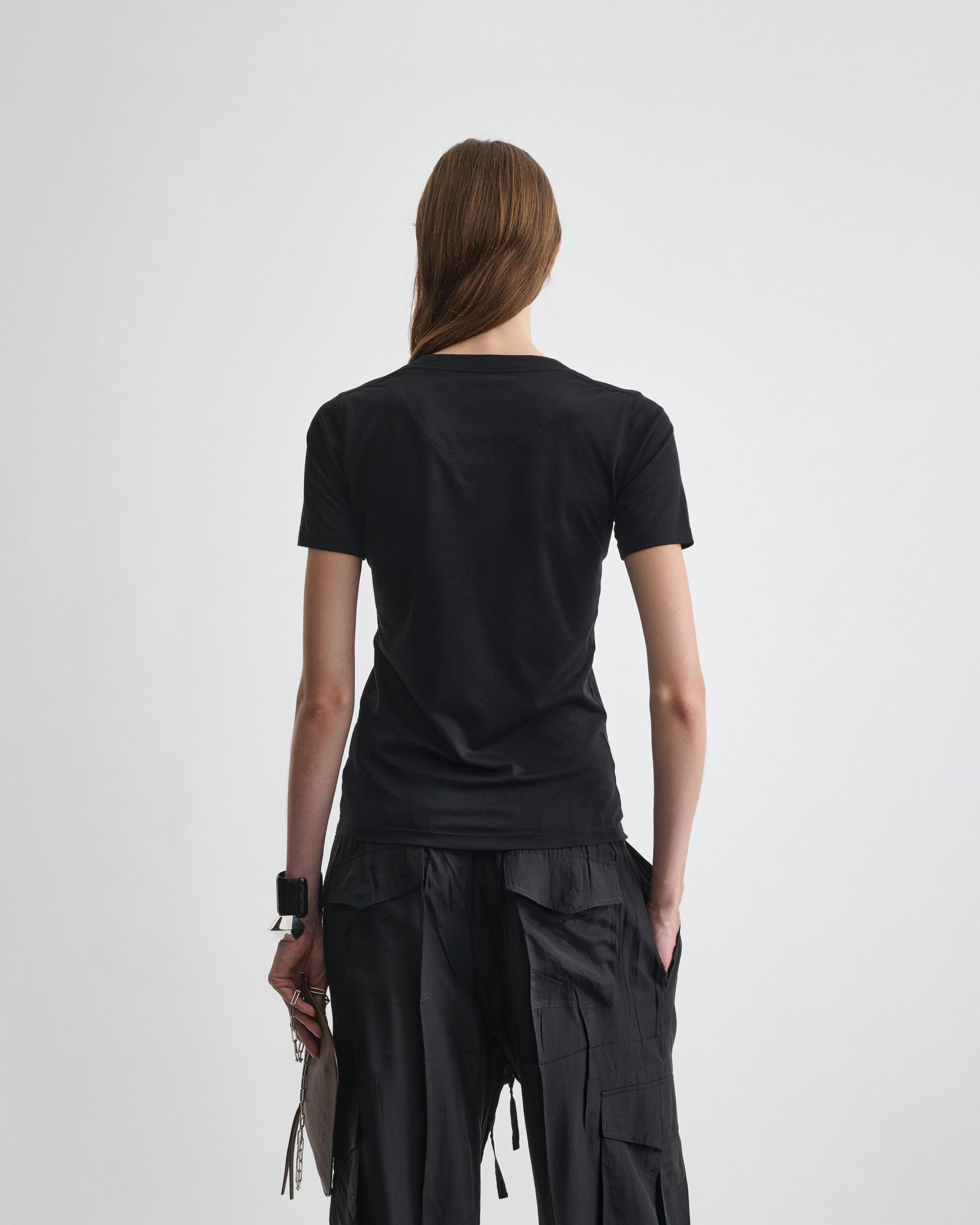 View of SCOOP T. in black cotton