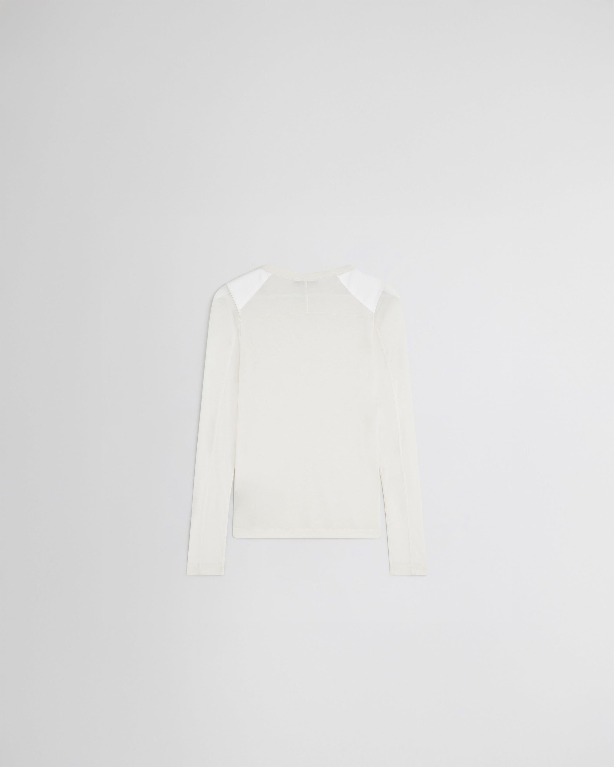 Flat back view of CREW NECK TOP in cream cotton